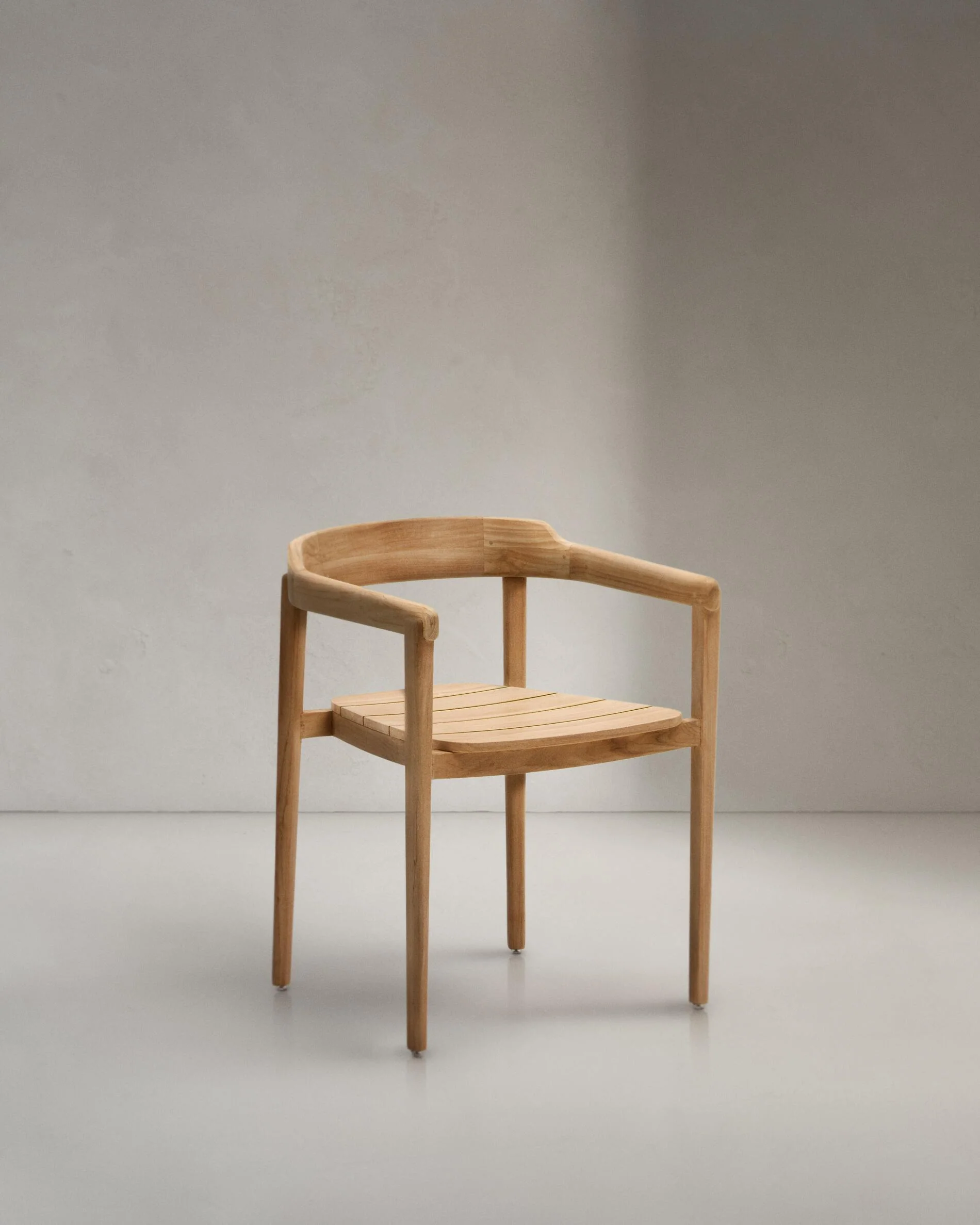 Icaro stackable chair in FSC 100% solid teak wood with natural finish