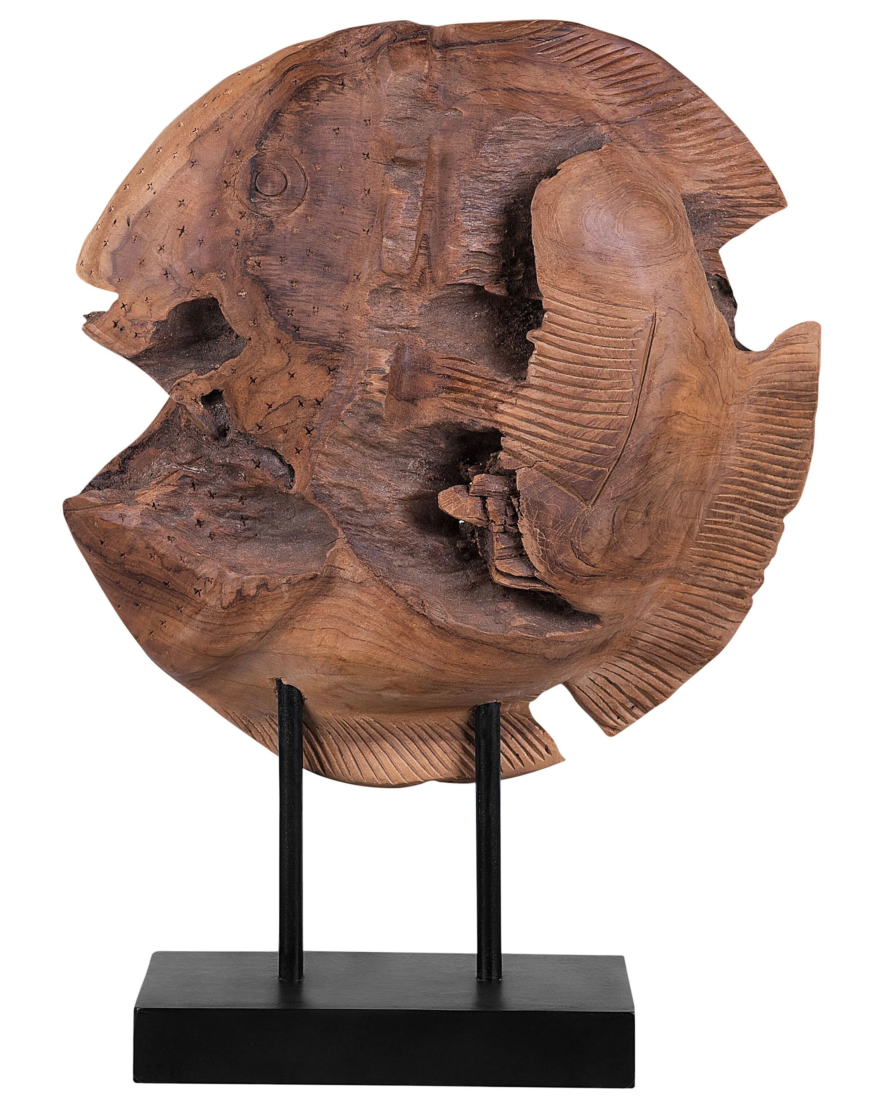 Figurine Fish PLAICE FISH Teak Wood Brown