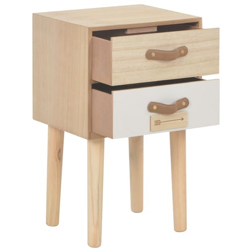 NNEVL Bedside Cabinet with 2 Drawers 30x25x49.5 cm Solid Pinewood