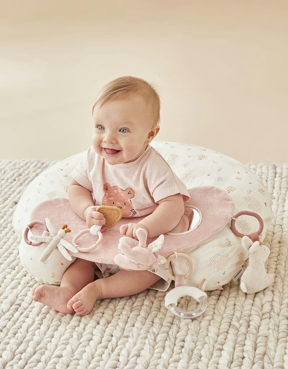 - Coussin d'activités rose et blanc