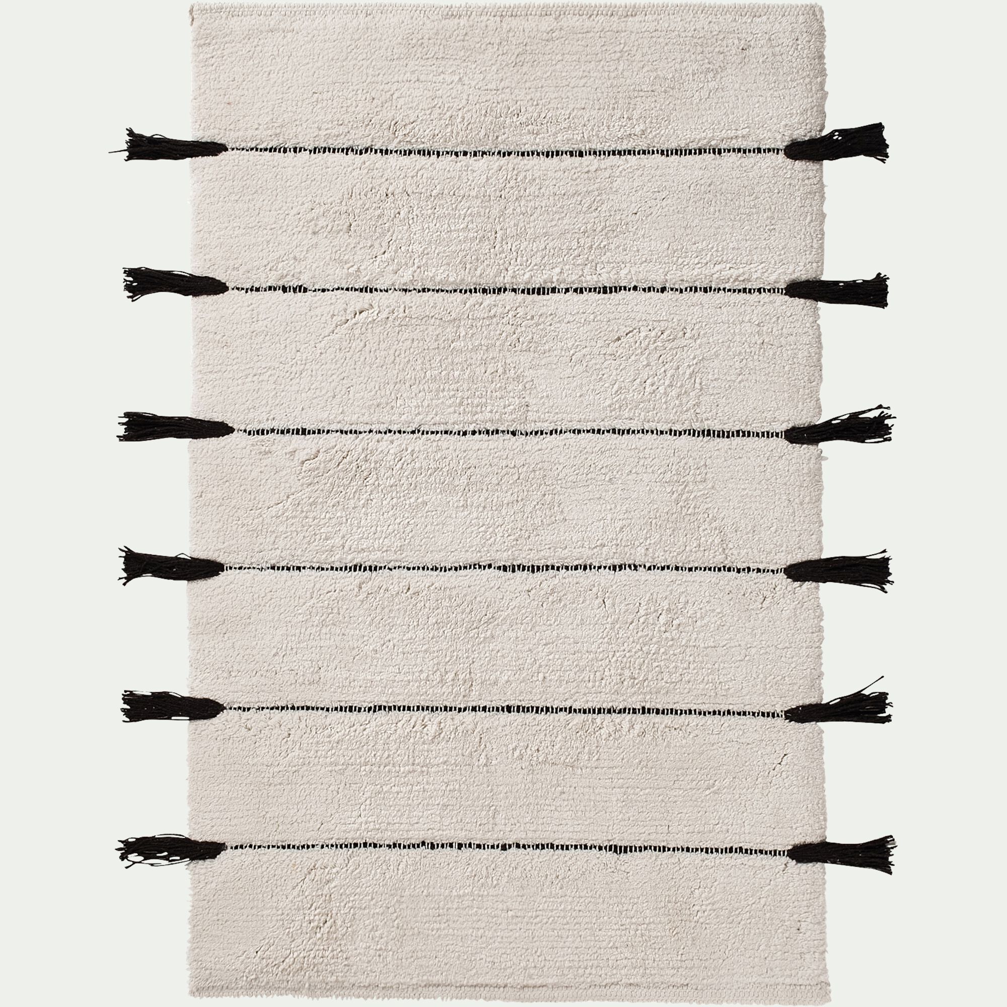 GOURDON - Tapis de bain à pompons en coton 50x80cm - blanc ventoux