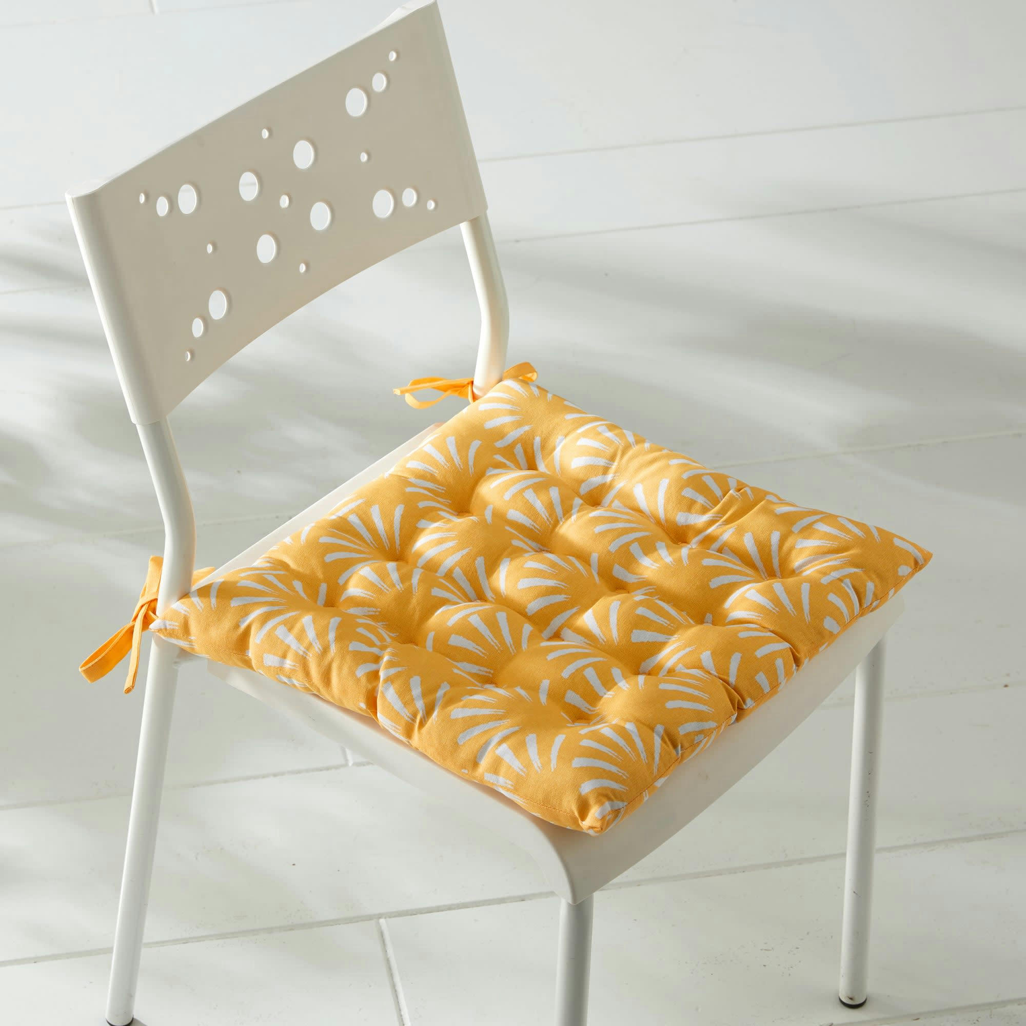 LUBERON - Lot de 2 galettes de chaise jaune 40x40 en coton