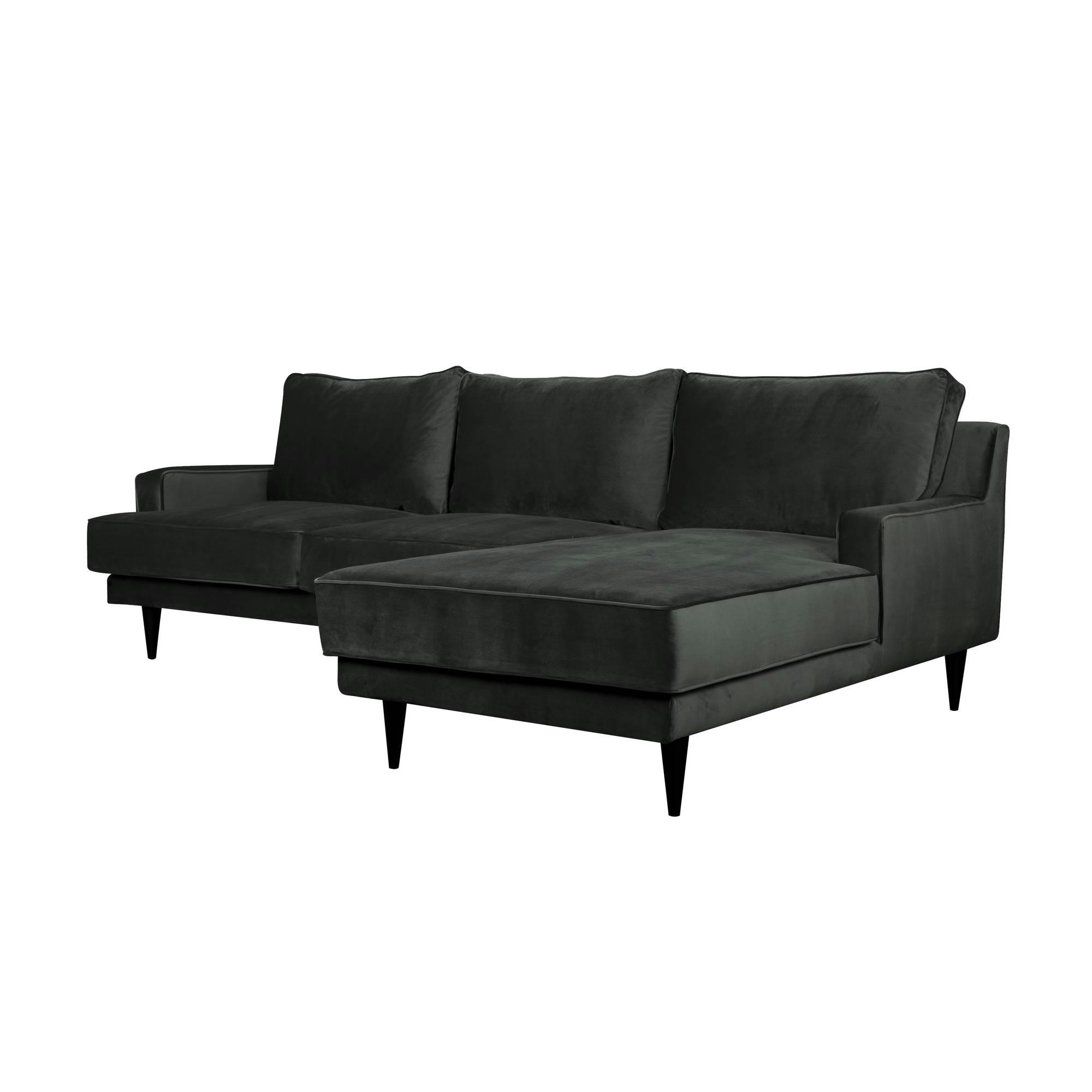 OSCAR - Canapé d'angle en tissu velours Canapé angle droit gris