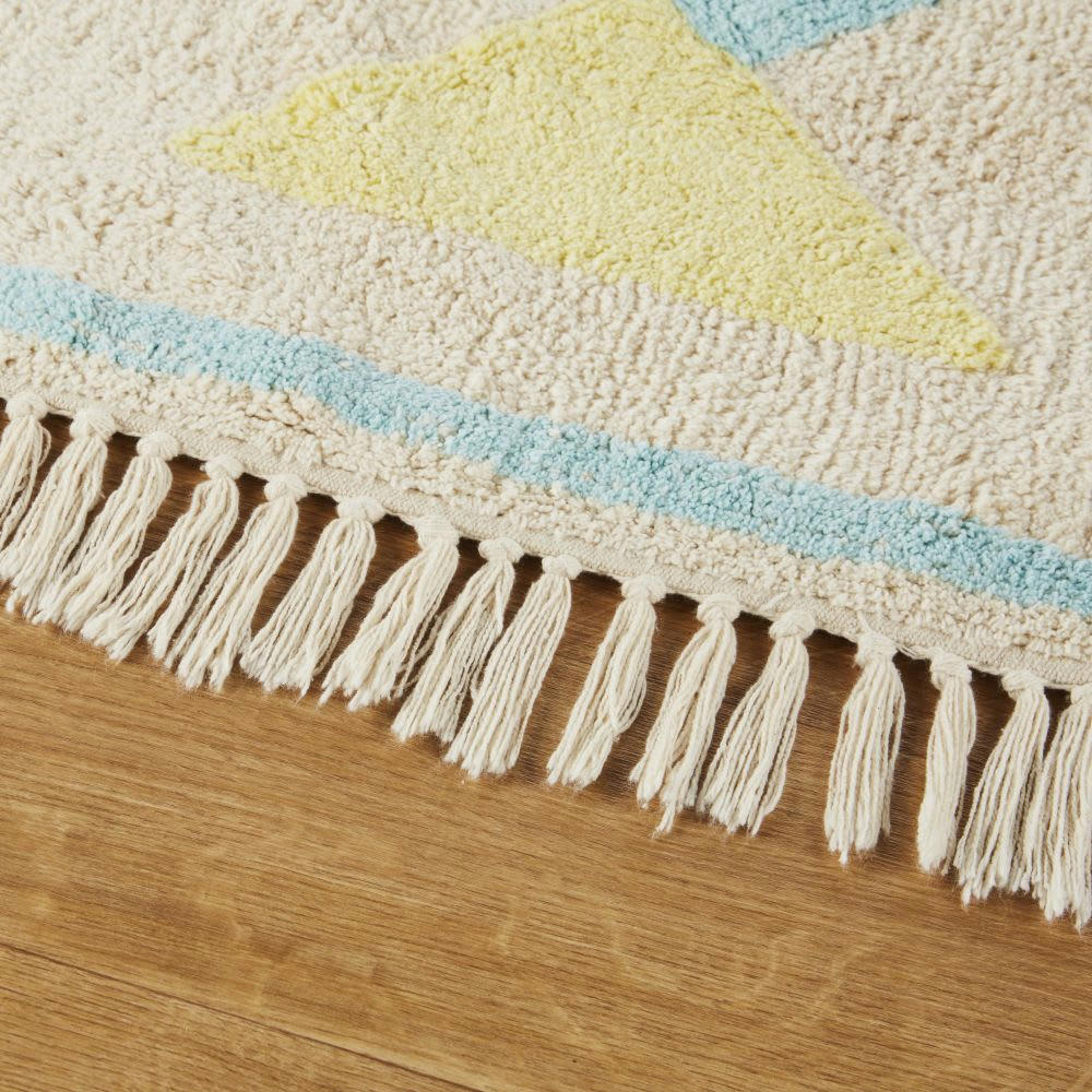 - Tapis style berbère à franges beige en coton OEKO-TEX® 120x180