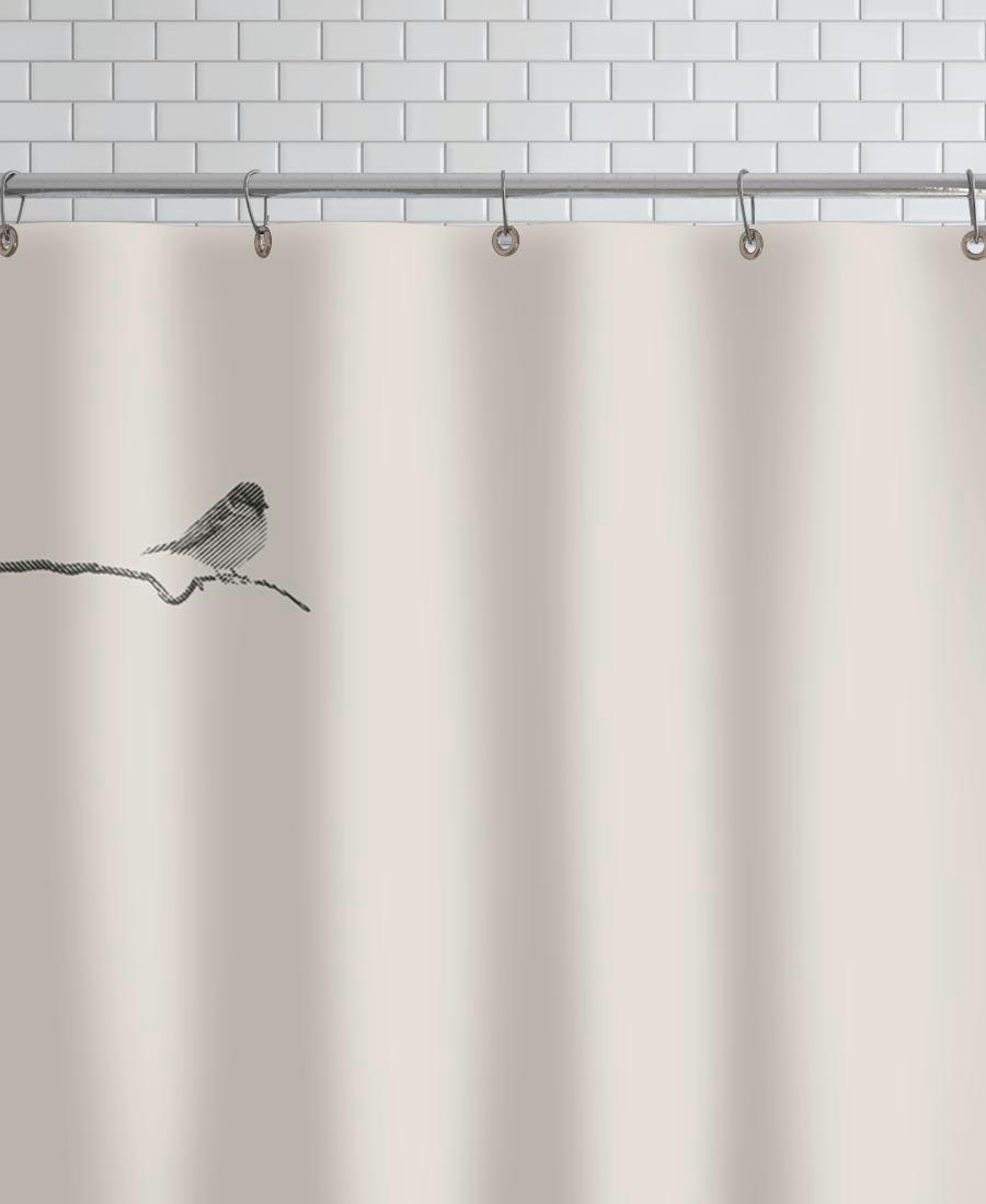 BIRD AND FOX - Rideau de douche en polyester en marron & noir 150x200