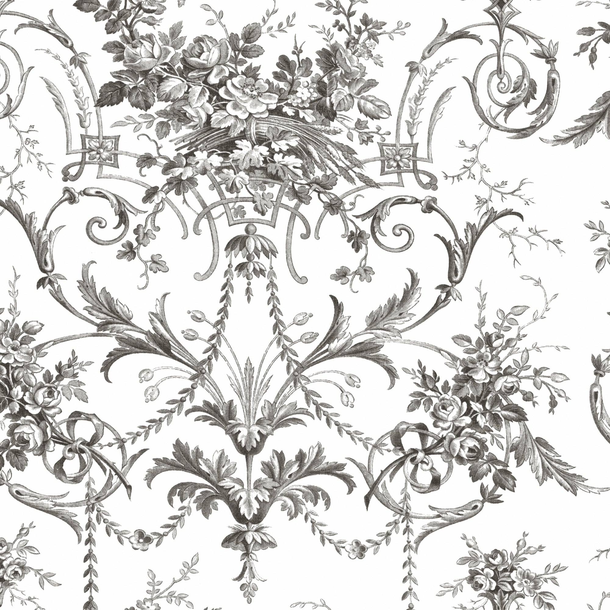 Laura Ashley Vliesbehang - Tuileries Charcoal Grey