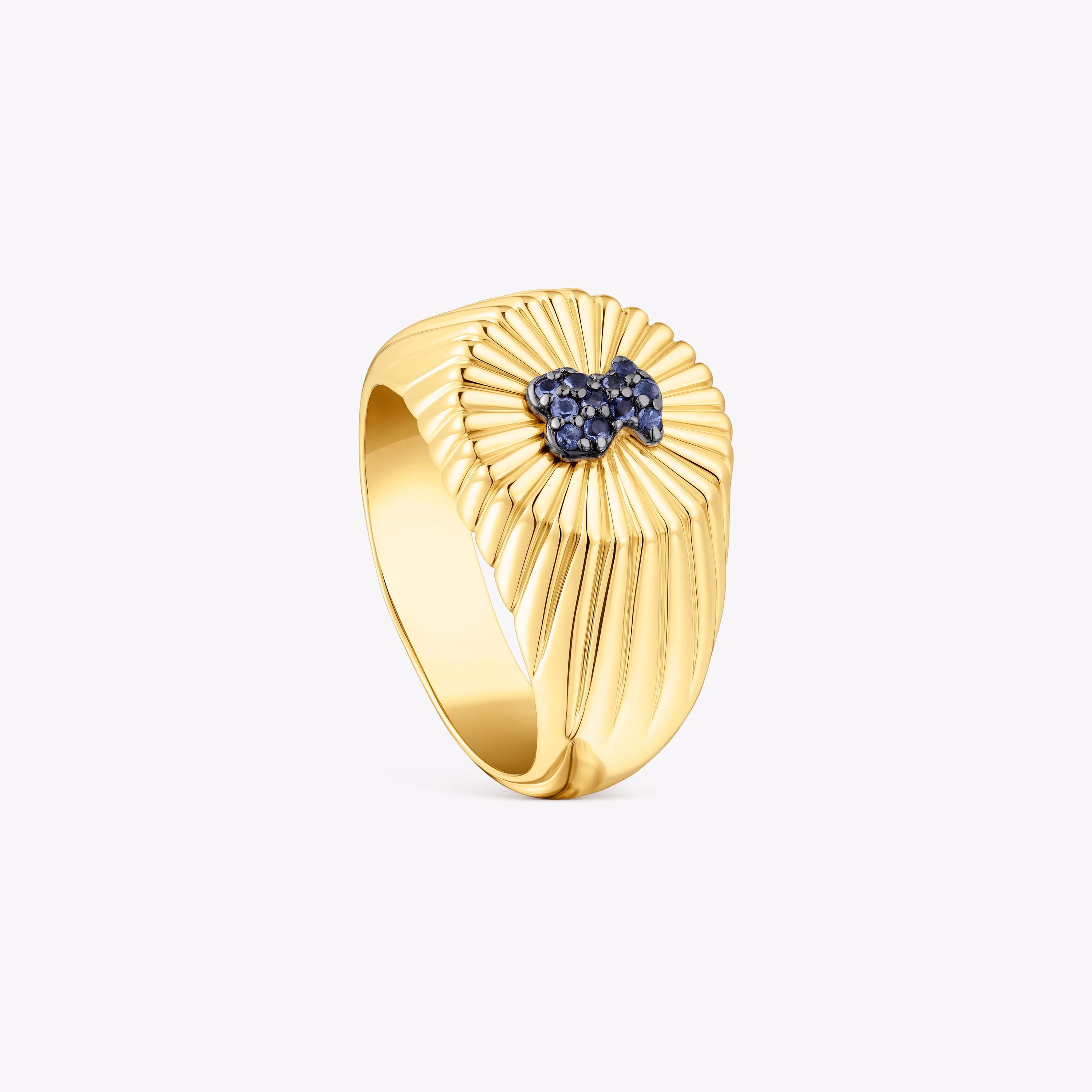 Sello de plata vermeil y oso con iolitas Iris Motif