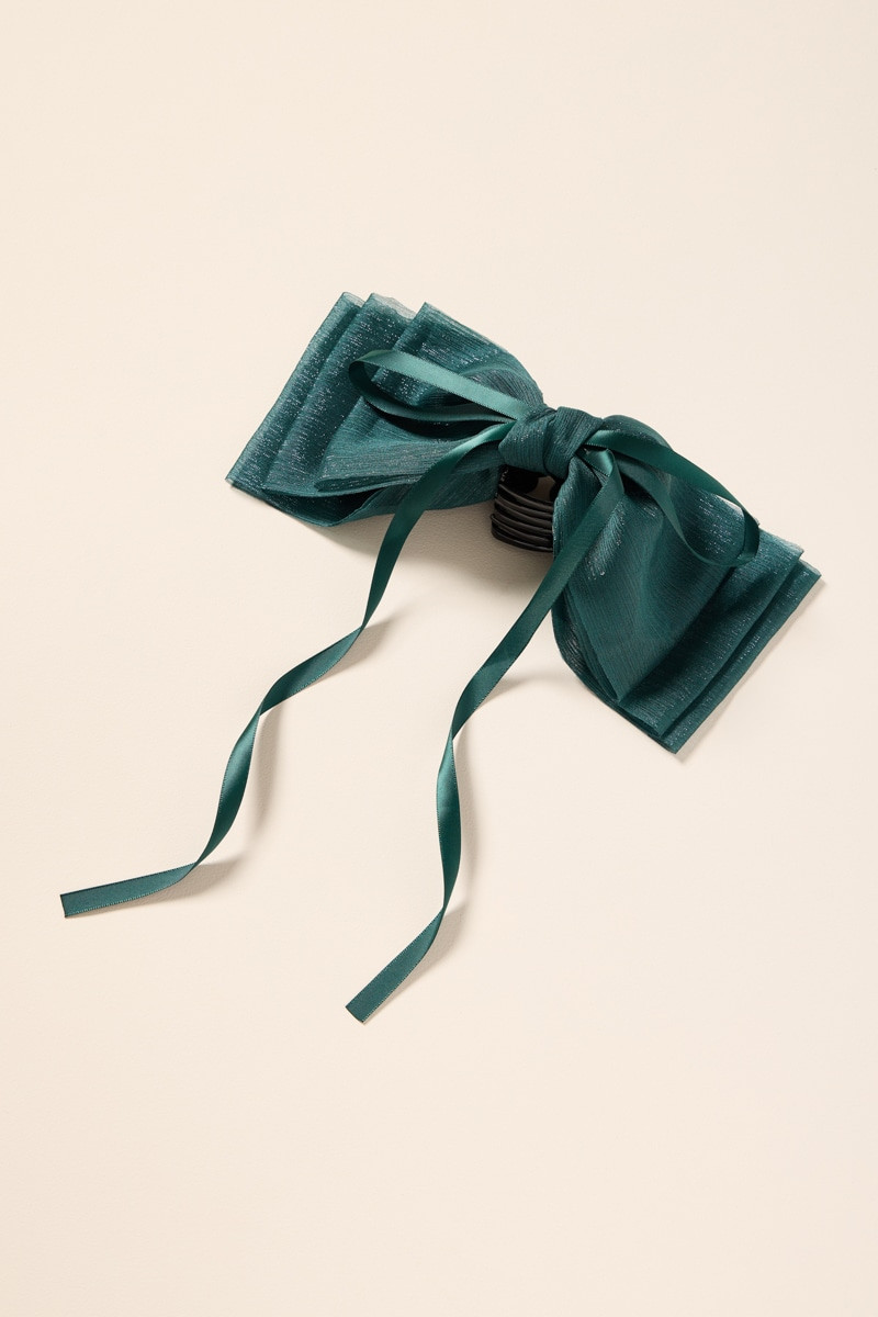 Nina Green Bow Claw Clip