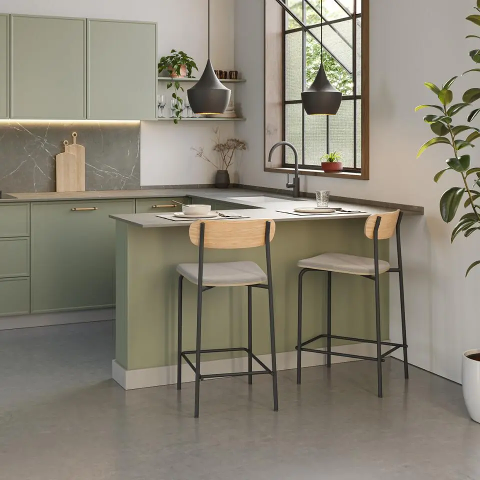 Calicosy - ADRIANA Set van 2 krukken - Grijs - 48x42x66 cm