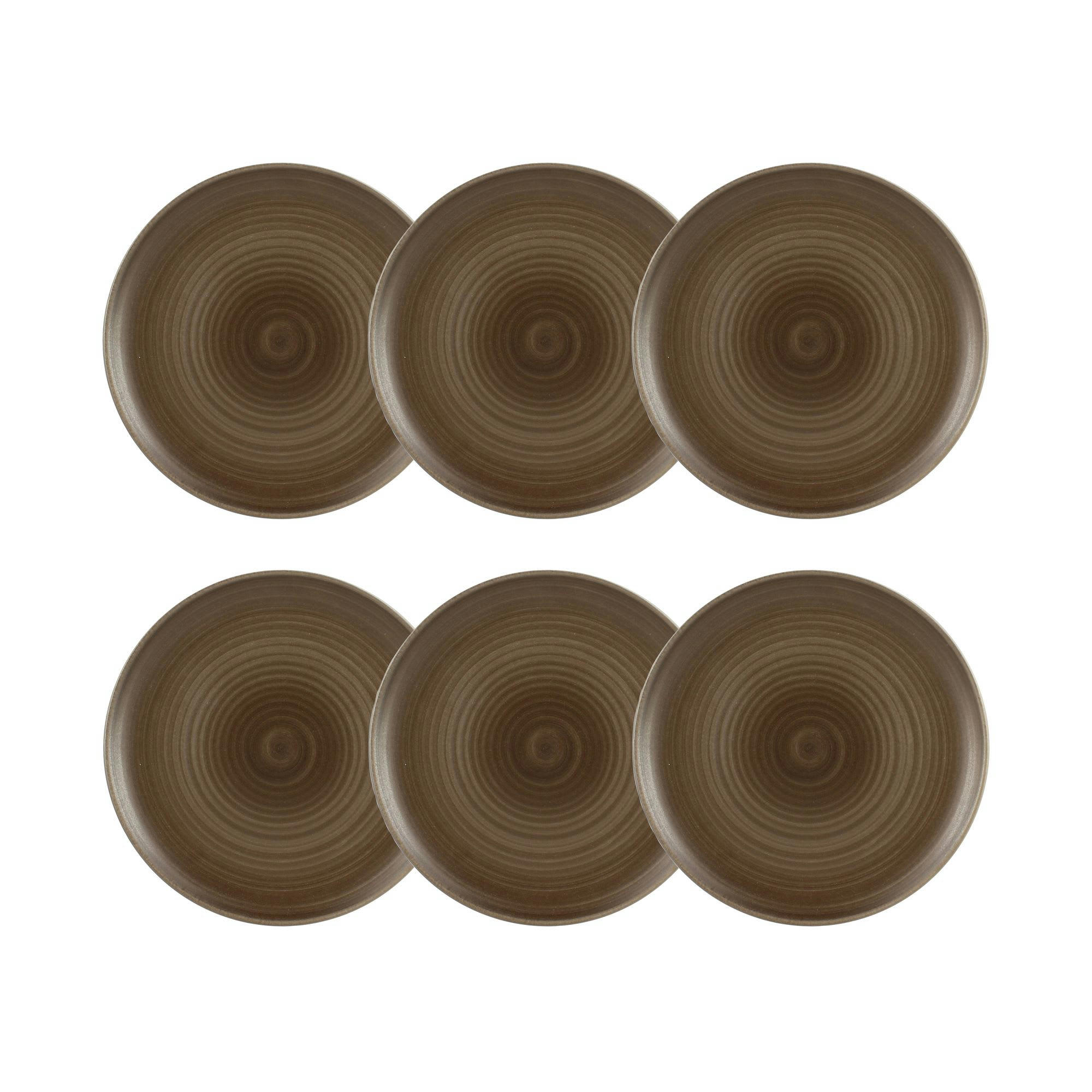 TERRA - Lot de 6 assiettes plates en grès 27,5cm