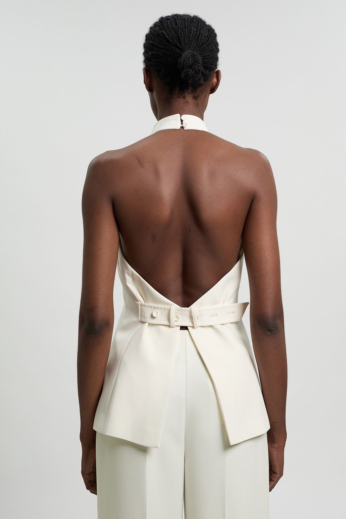 KarenMillen Satin Back Crepe Tailored Tux Waistcoat