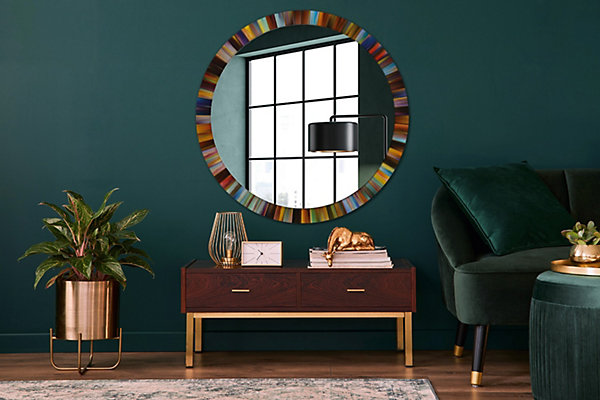 Miroir Circulaire avec Cadre Imprimé Décoratif Tulup 100 cm - 86 cm Rayons Colorés