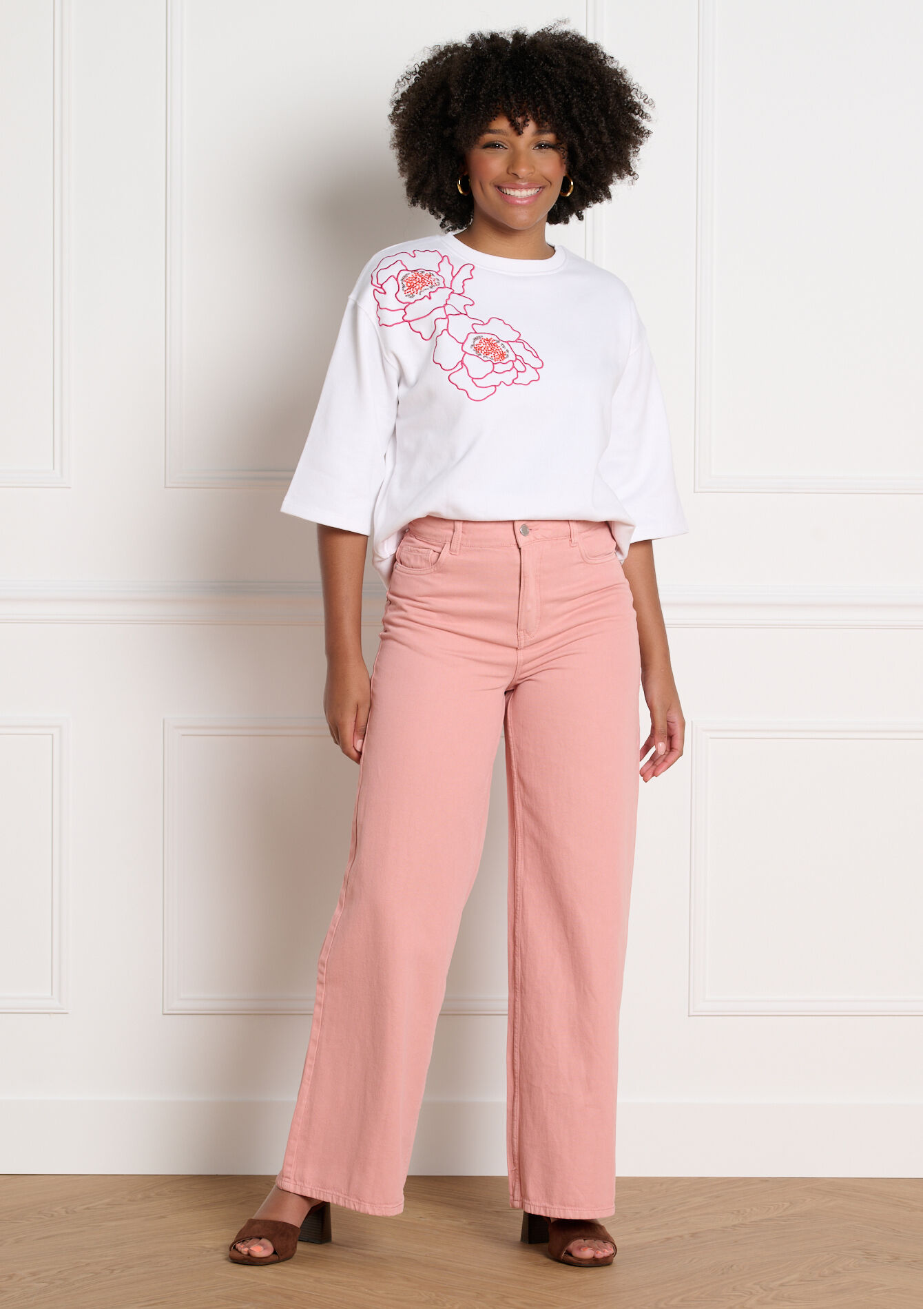 Hoge taille wide-leg broek