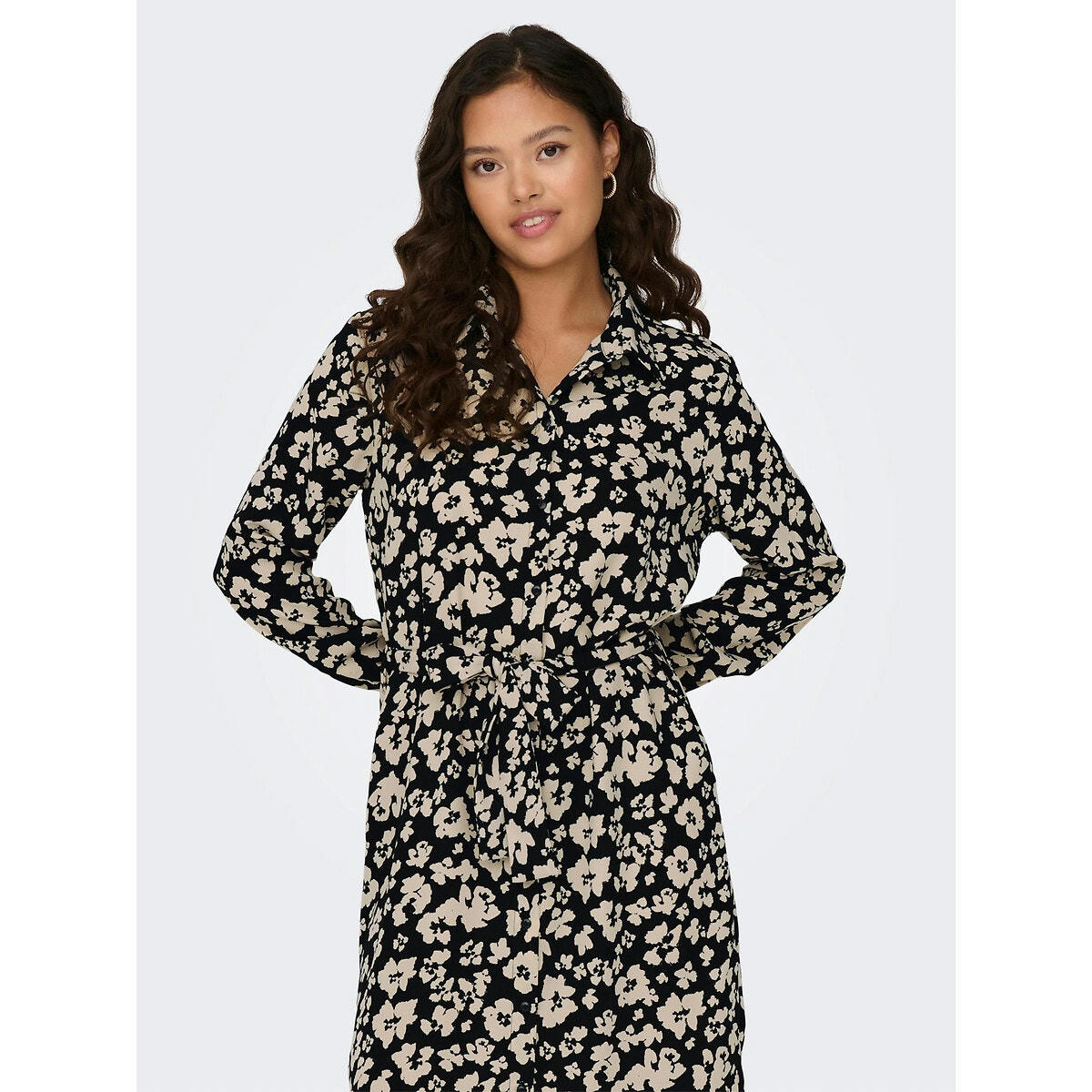 Robe-chemise imprimée, à nouer