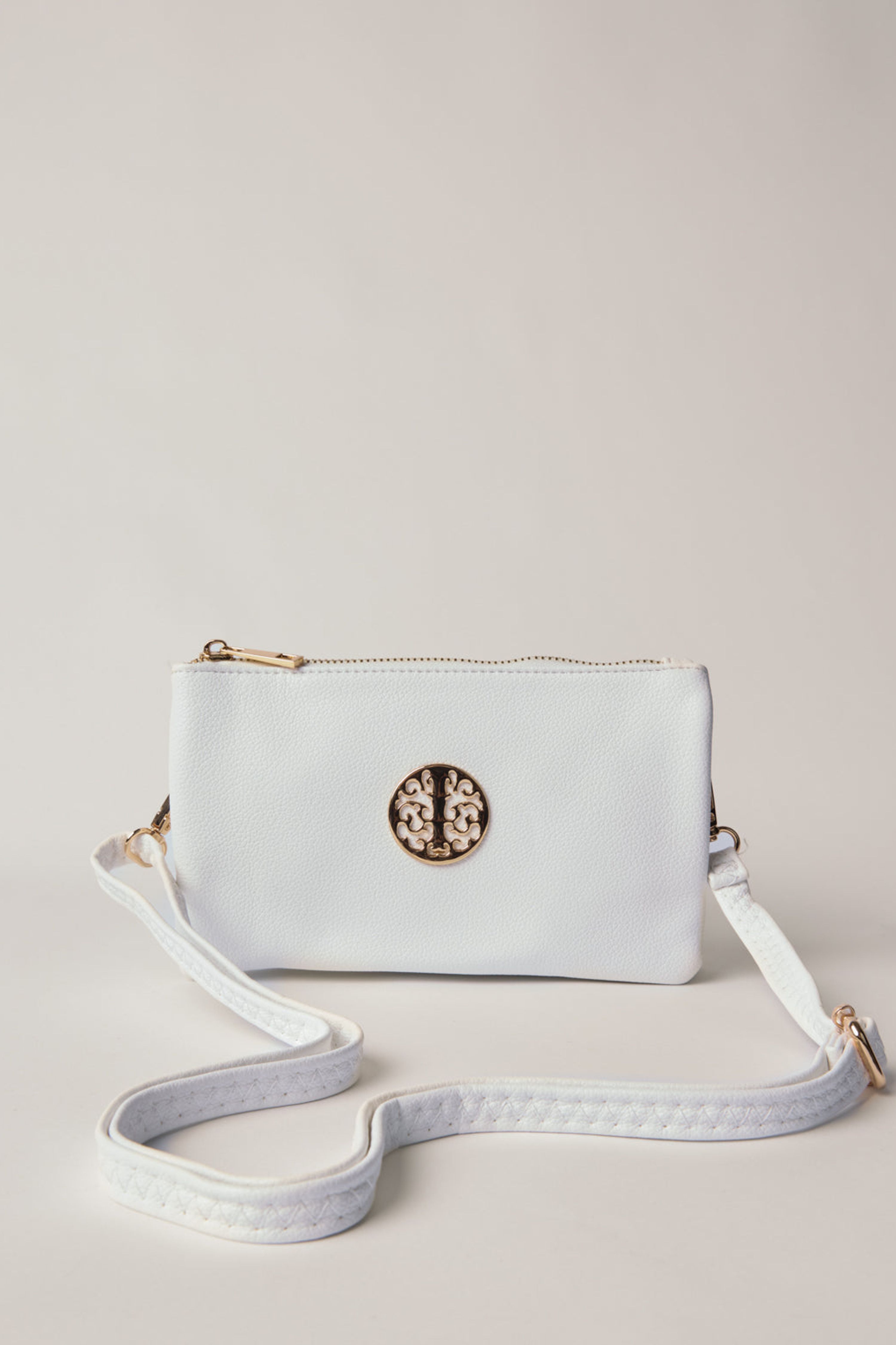Blue Vanilla Detailed Zip Up Purse With Detachable Strap