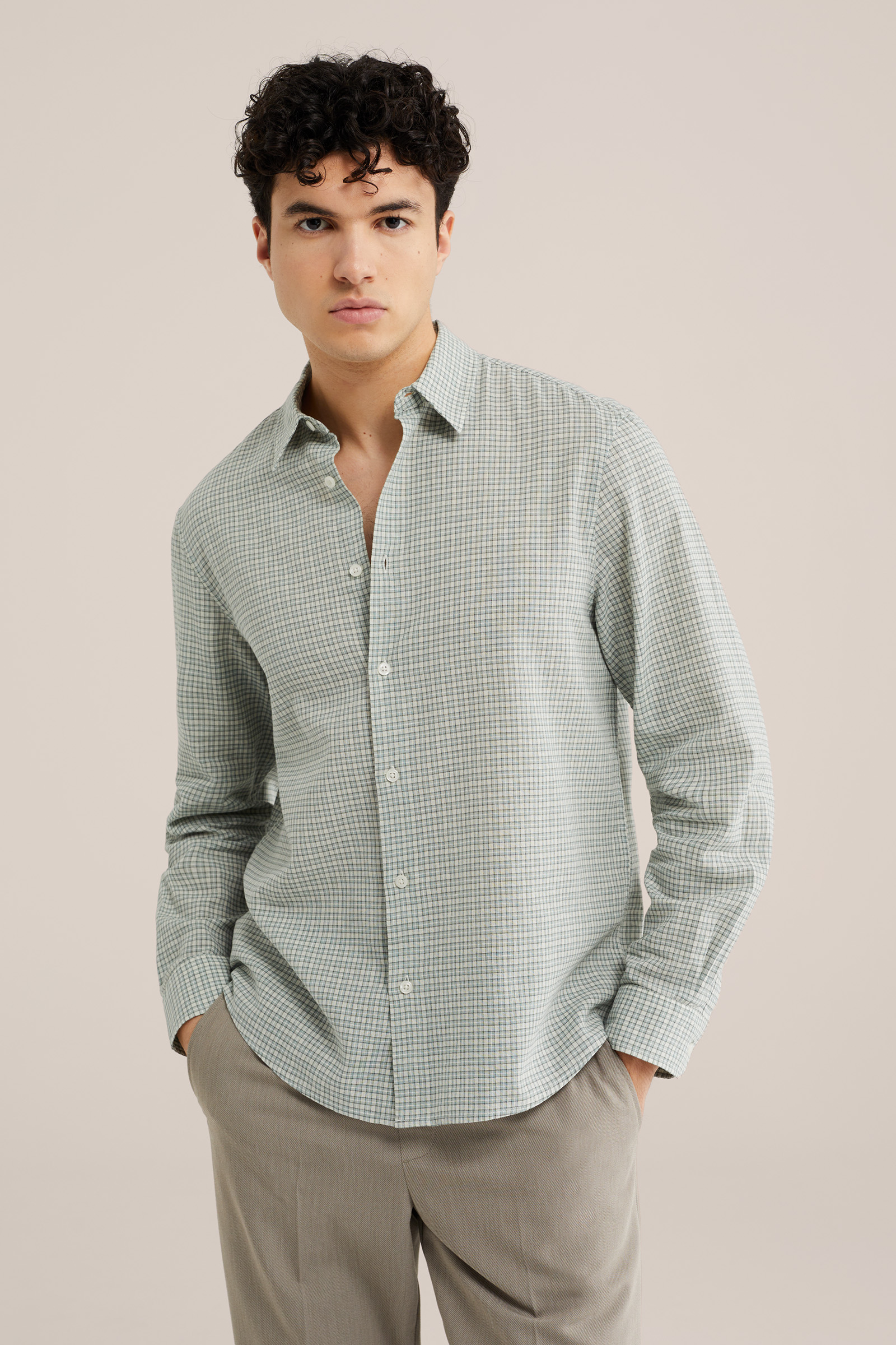 Heren overhemd van linnenmix