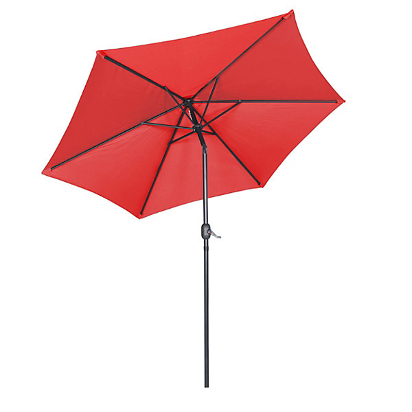 Parasol droit 3m inclinable à manivelle en aluminium rougeOviala