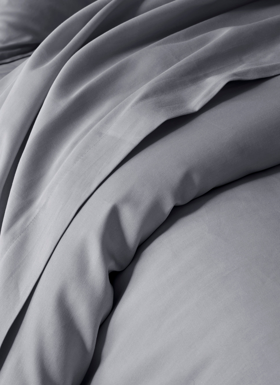 HOUSSE DE COUETTE EN SATIN DE COTON PEIGNÉ UNI ARDOISE