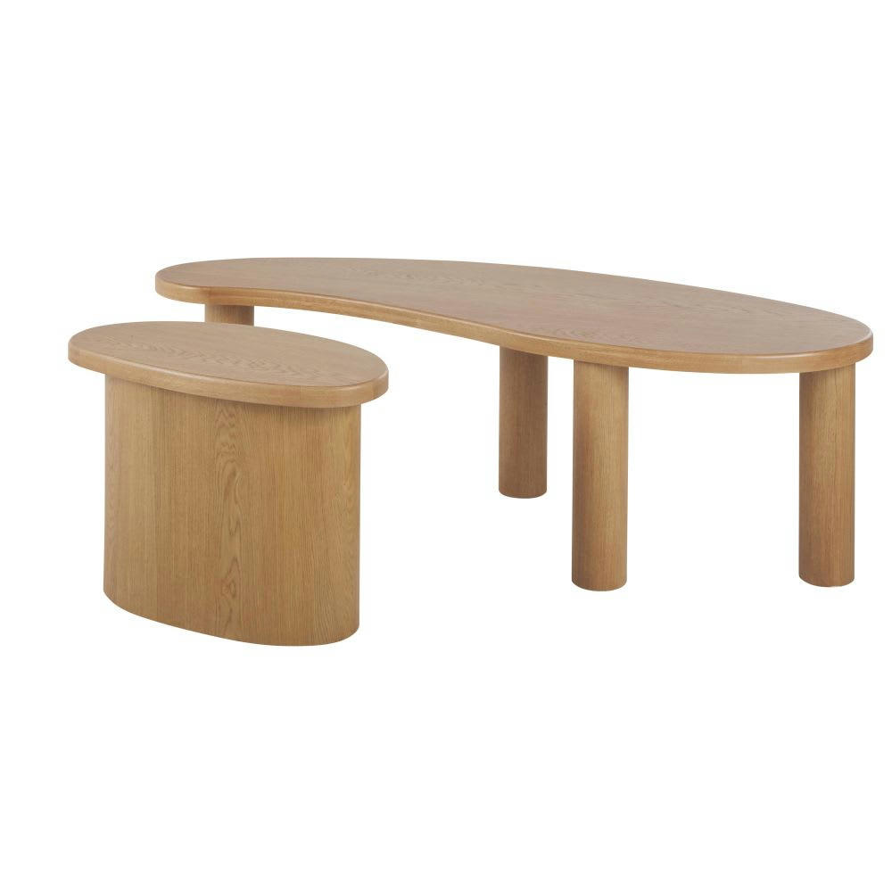 Alegro - Tables basses arrondies piètement en bois de pin massif L148 (x2)