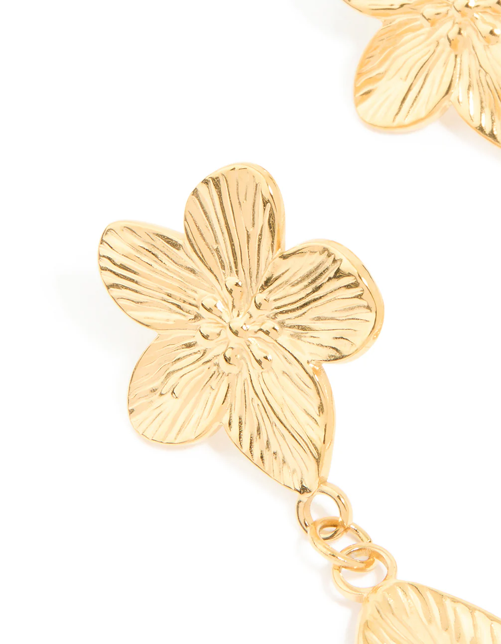 Waterproof Gold Plated Stainless Steel Flower Pearl Drop Earrings