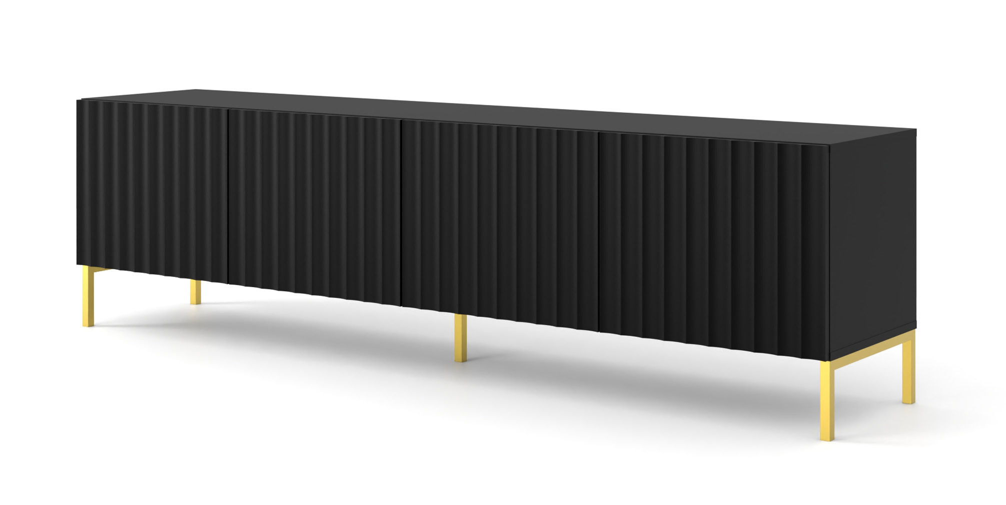 Szafka RTV WAVE 200 cm 4D frez czarny mat