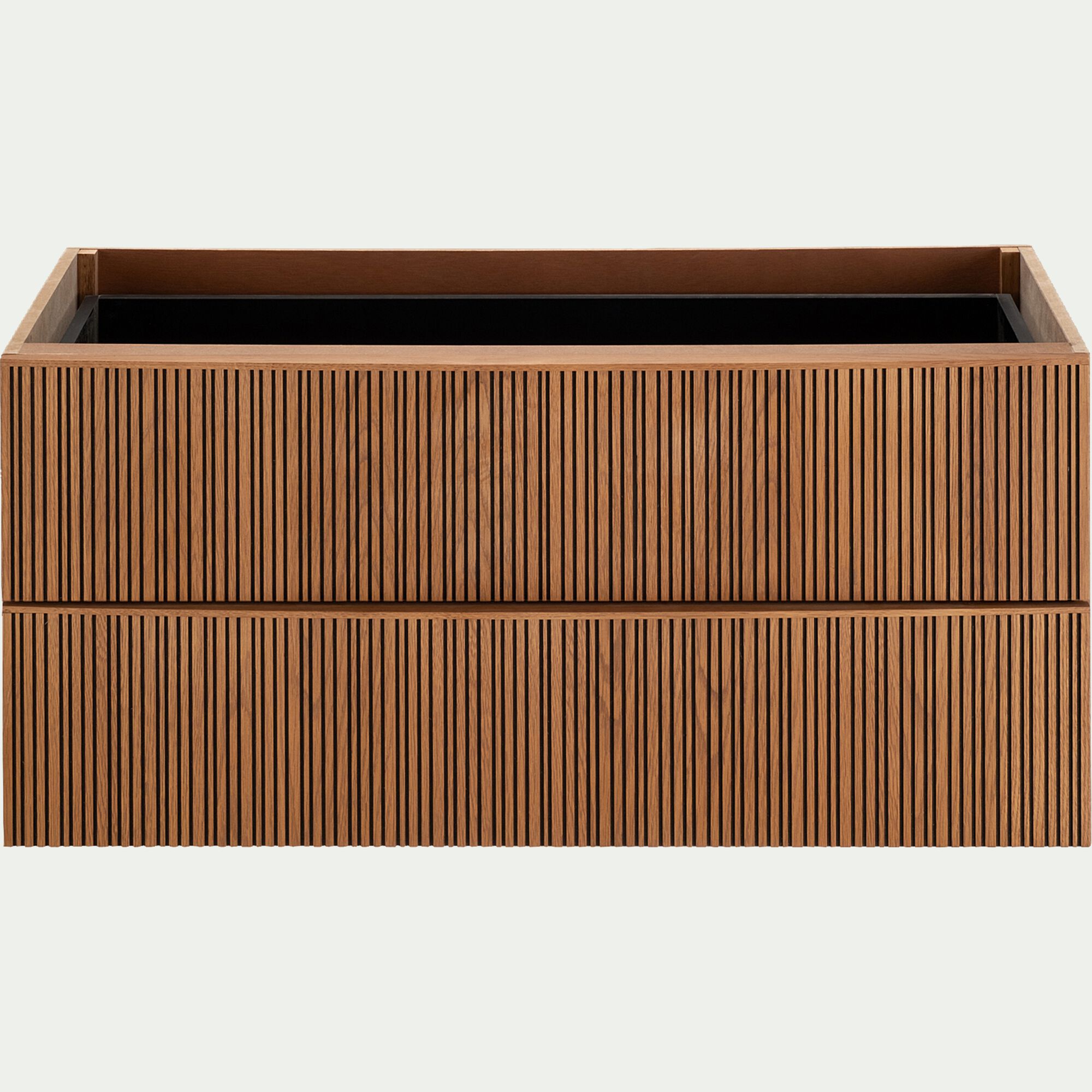 TASSIA - Bloc de 2 grands tiroirs en chêne strié L82cm - bois foncé