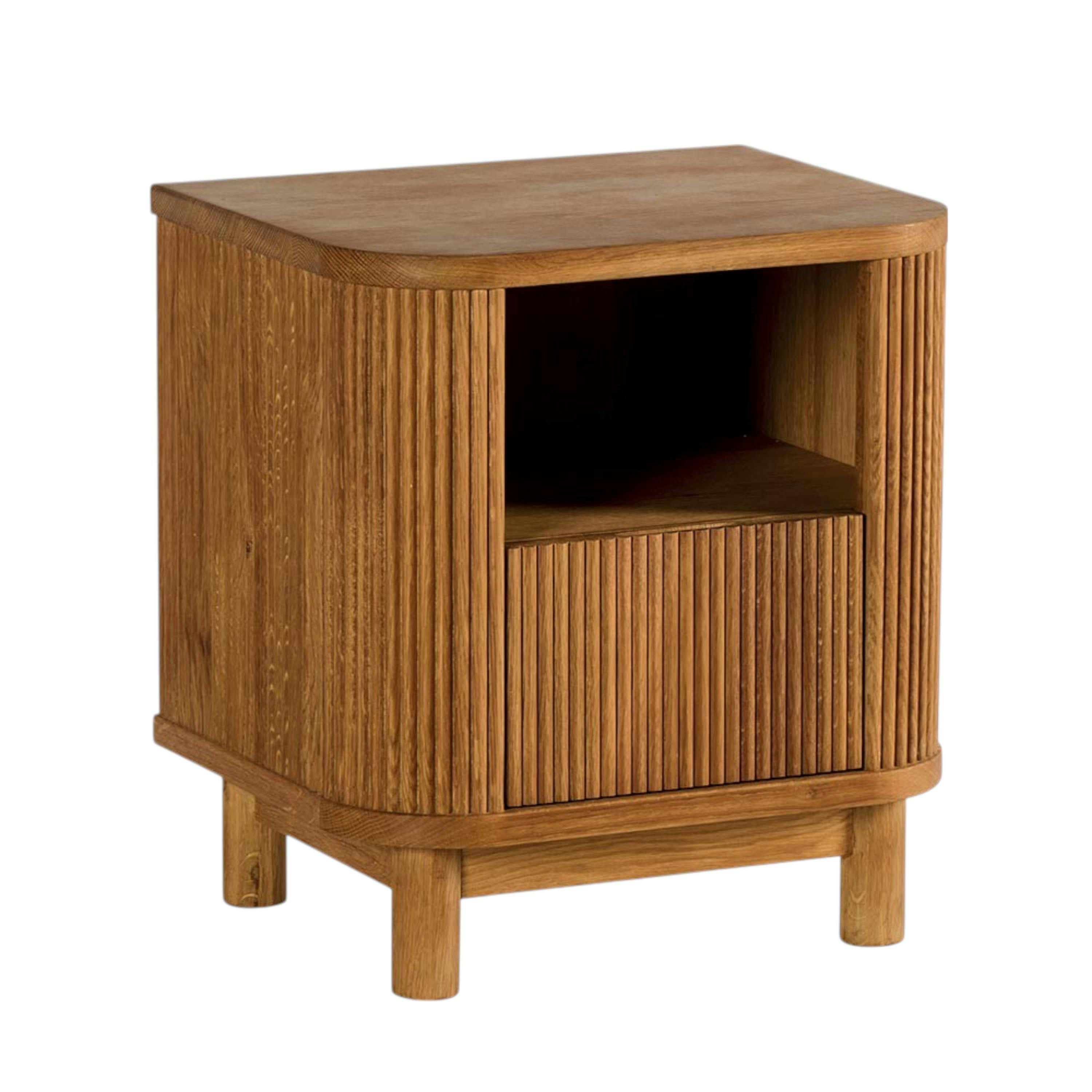 Table de nuit en bois - motif baguette, 1 tiroir IENA