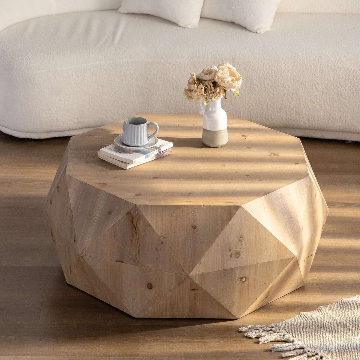 Roomfitters 38-Inch American Retro Style Coffee Table with Three-Dimensional Embossed Pattern Design