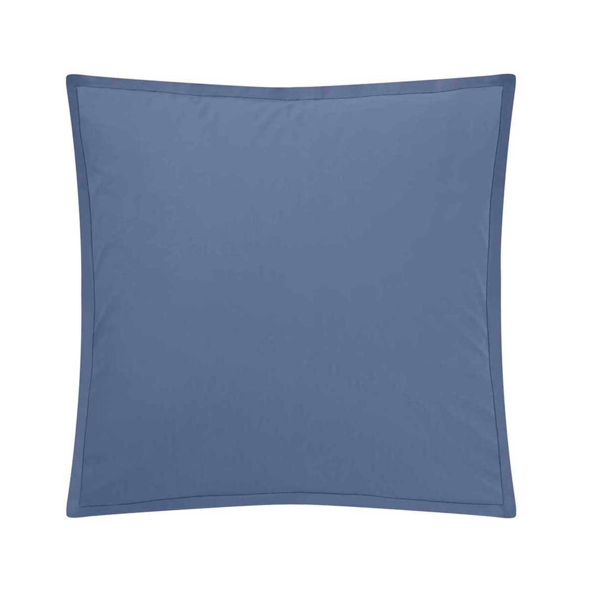 TOUT DOUX - Taie d'oreiller en coton bleu denim 65x65 Made in France