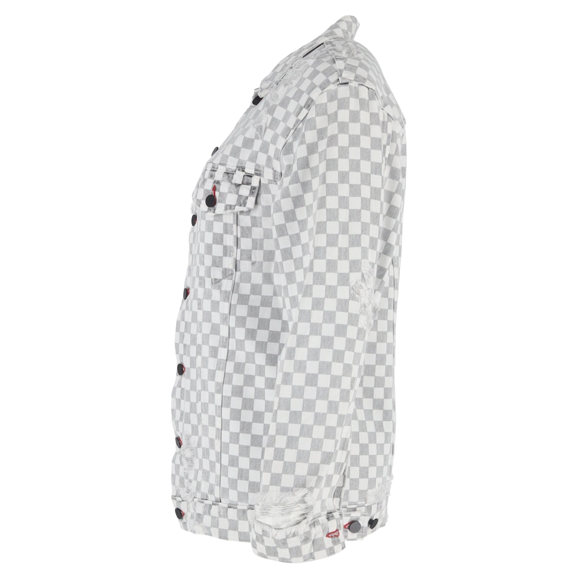 Alexander Wang Preloved Daze With Checkerboard Print Denim Jacket in Grey Cotton