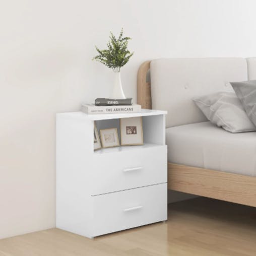 NNEVL Bed Cabinet White 50x32x60 cm