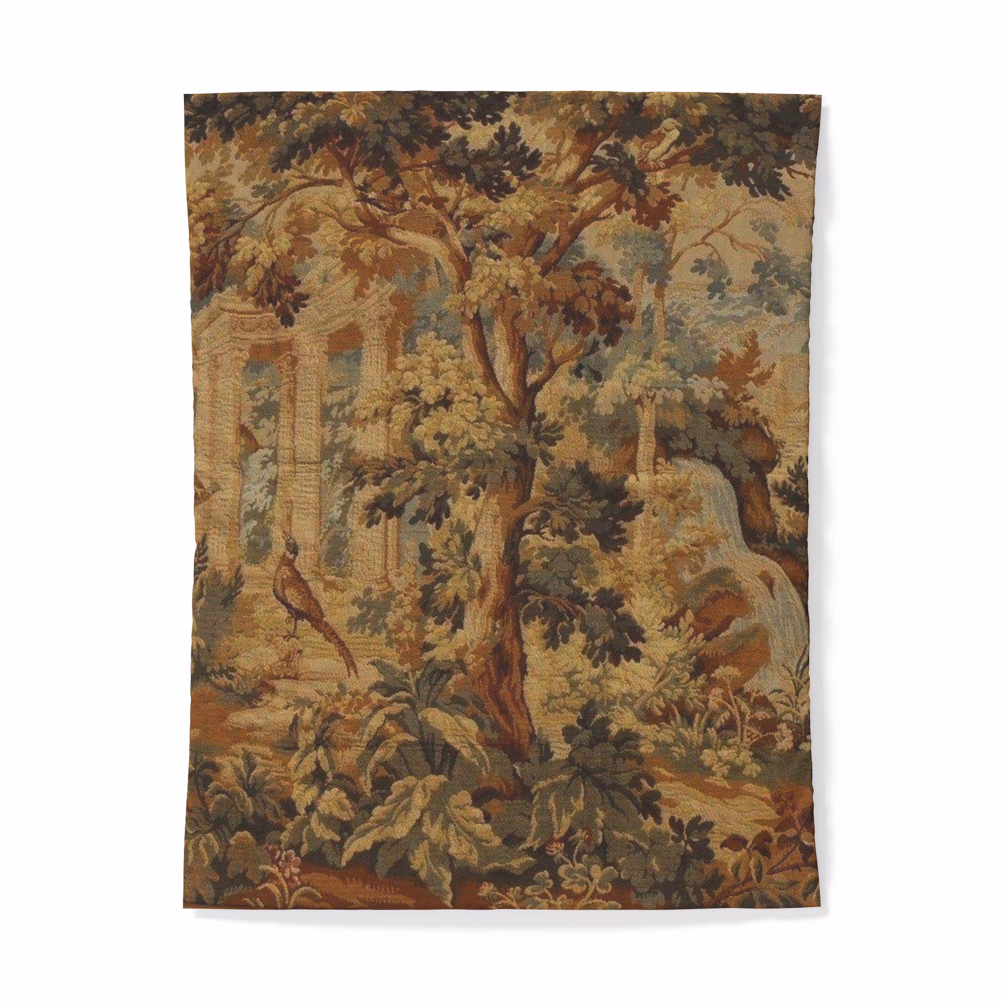 French Verdure Tapestry Cotton Duvet Cover | Antique Vintage Aubusson Bedroom Decor