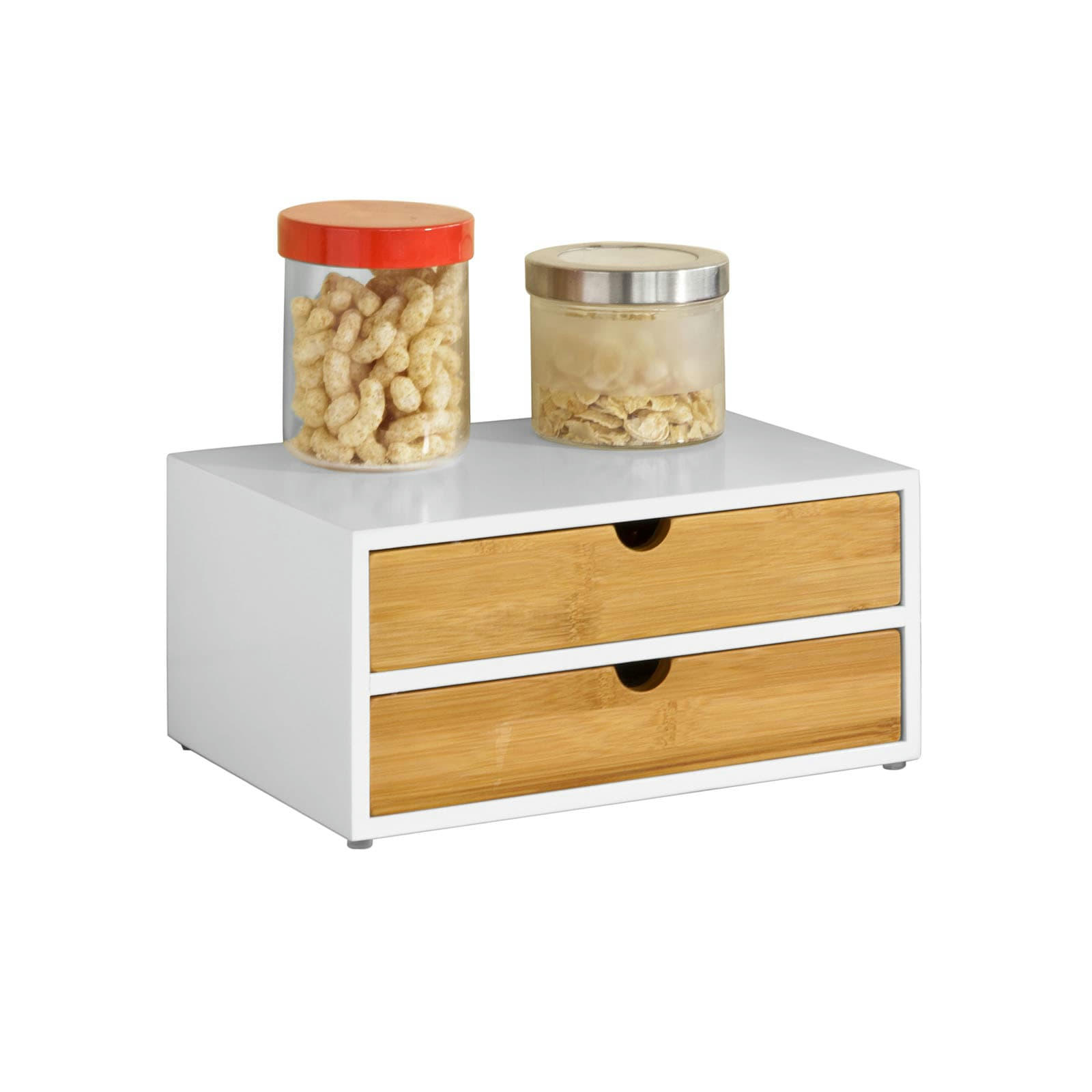 - Boîte de rangement effet bois blanc