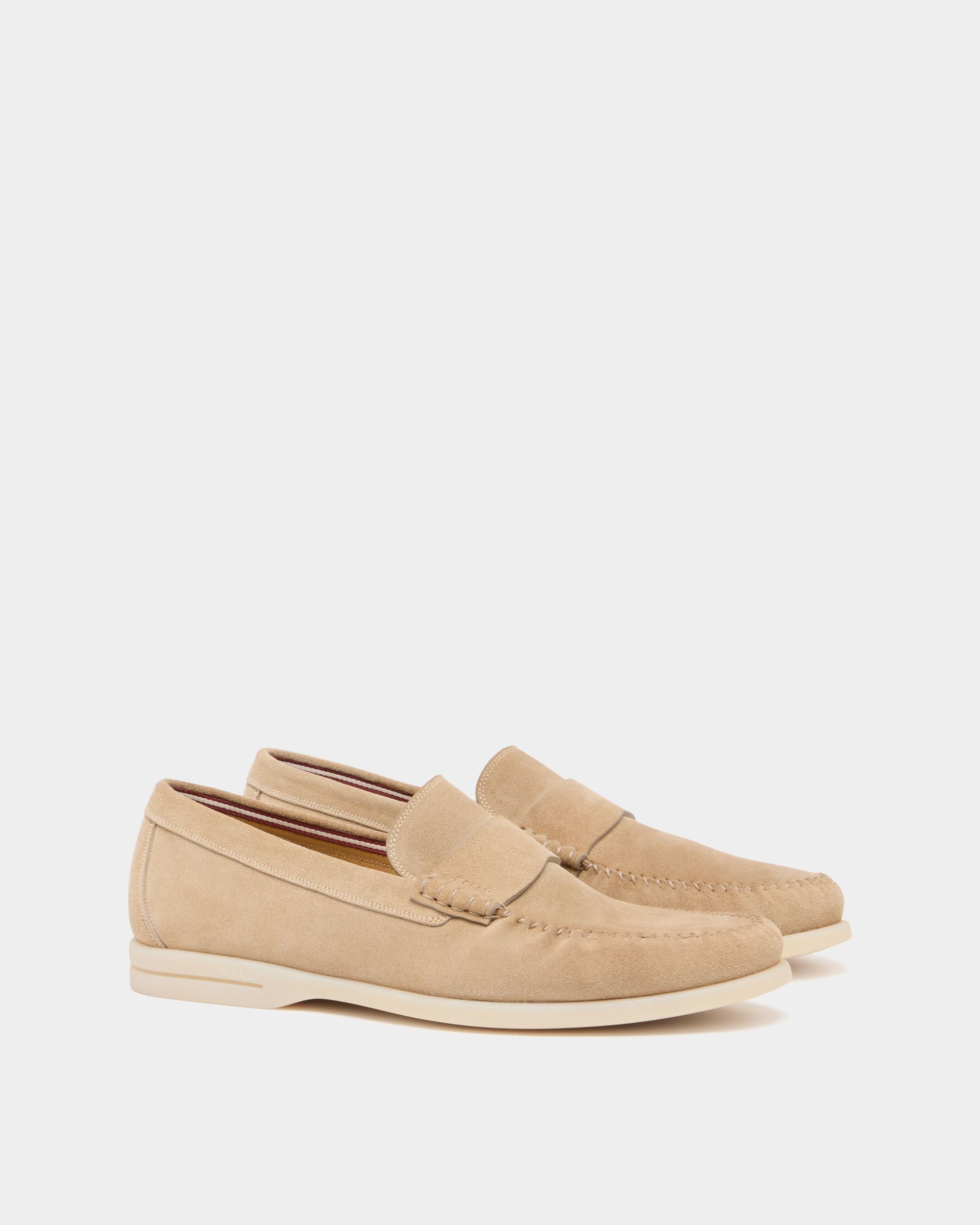 Switz Moc Loafer für Herren aus Veloursleder in Light Beige