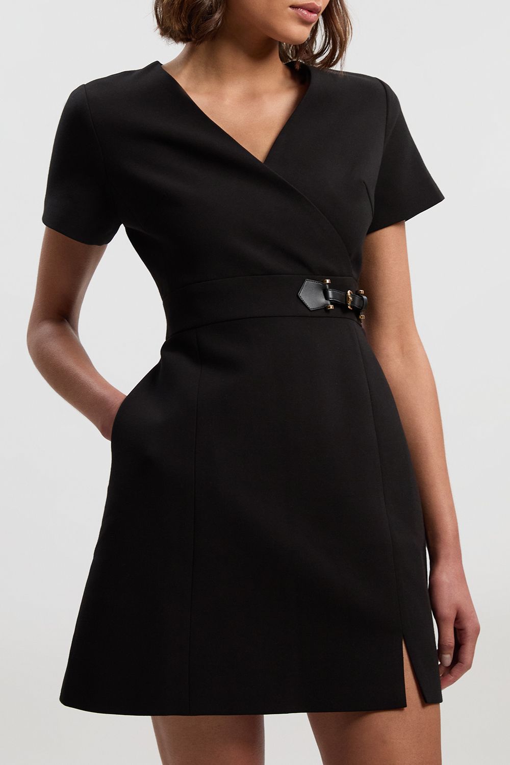 KarenMillen Tall Compact Essential Tab Waist Mini Dress