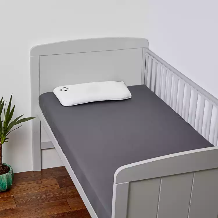 Panda Kids Bamboo Plain Grey Fitted Sheet - Cot