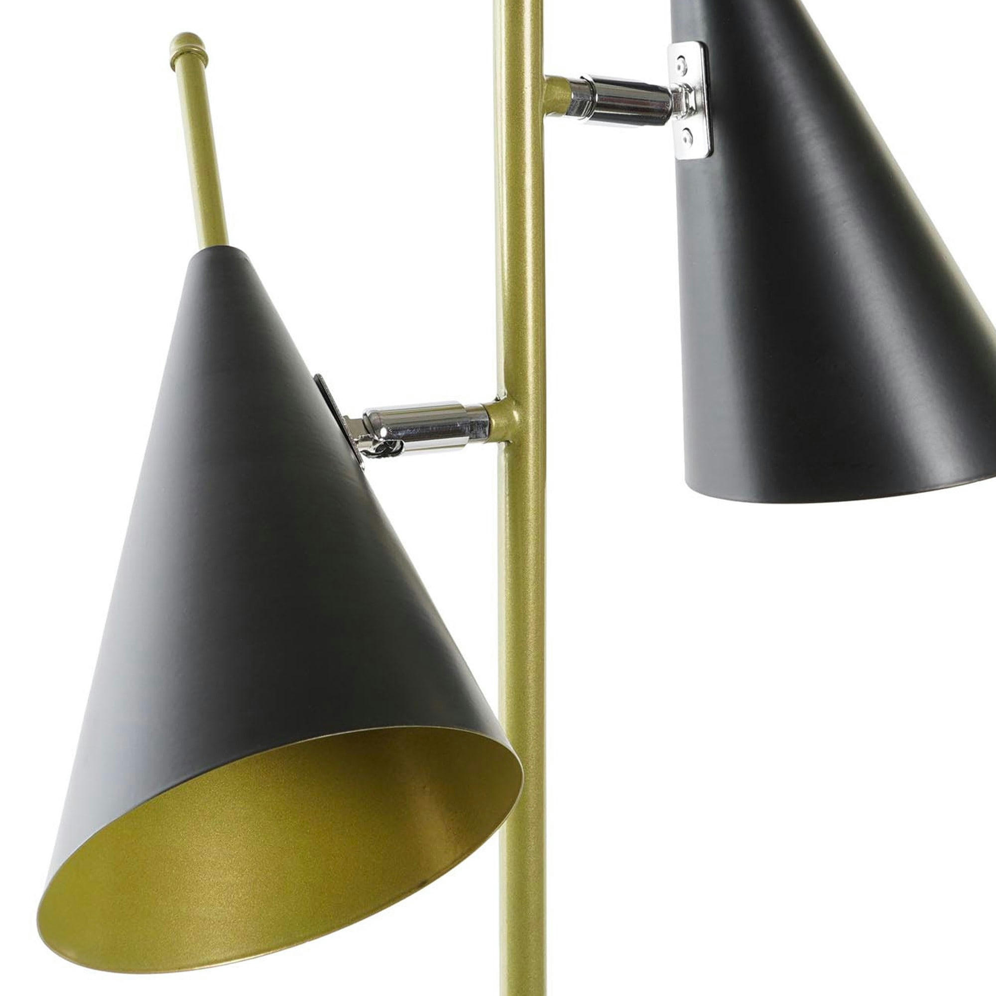 - Lampe à poser double en métal noir et doré 38x16x64cm