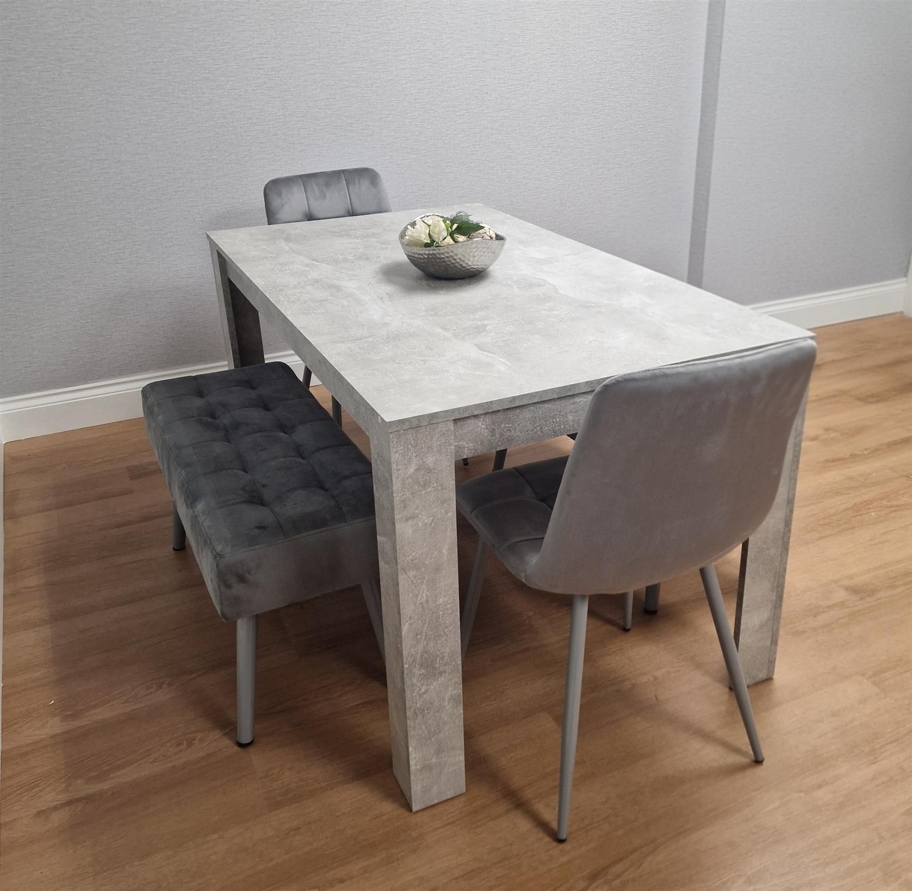 KOSY KOALA Grey Wooden Dining Table Set with 2 Chairs and Benches, Room Furniture