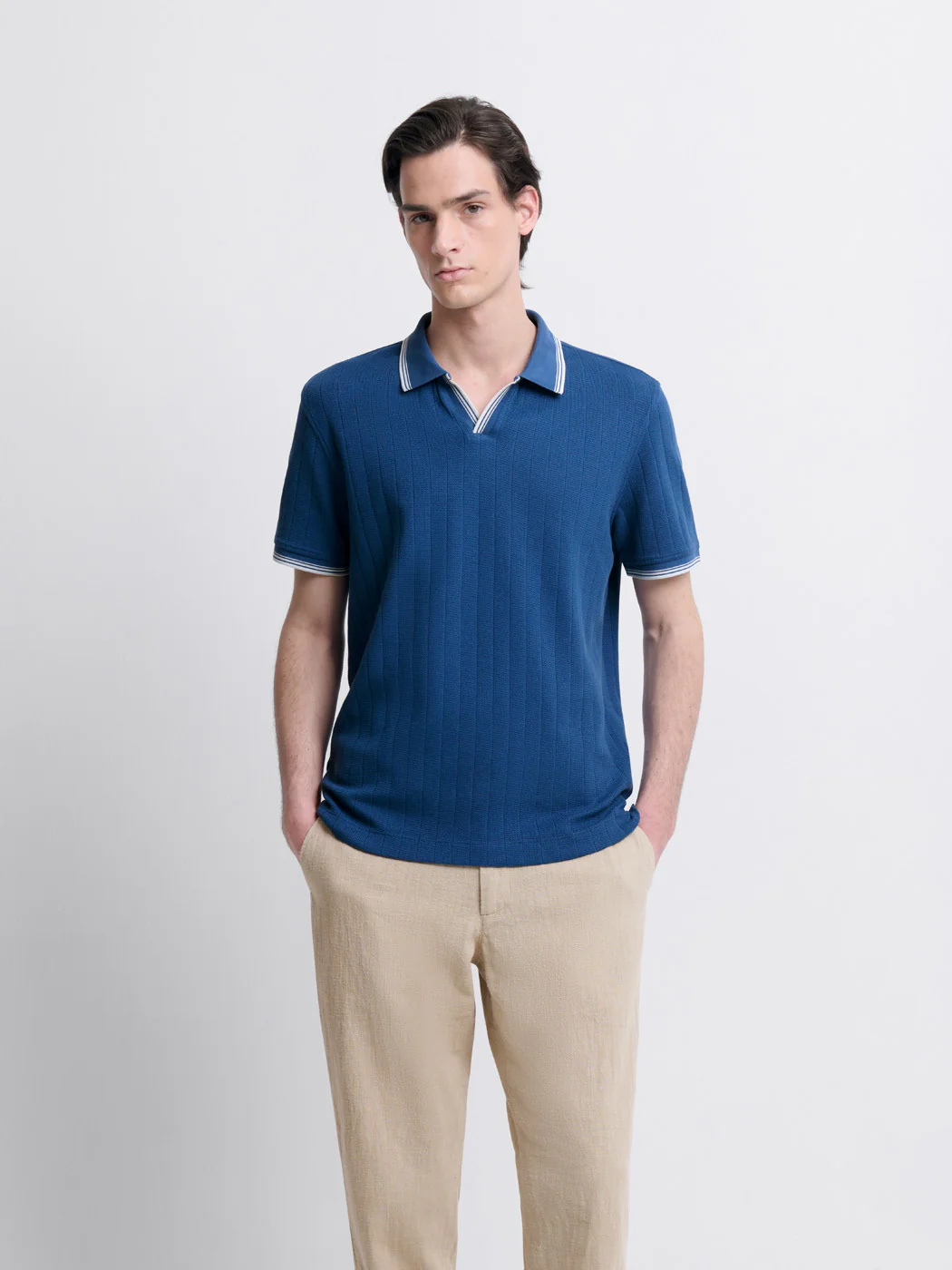 Polo col derby en coton