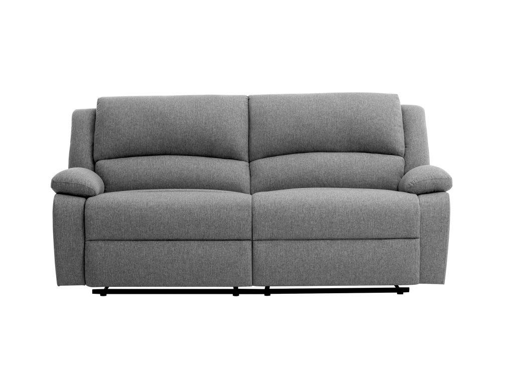 RELAXXO - Canapé relax manuel 3 places avec 2 assises XXL en tissu - Gris clair