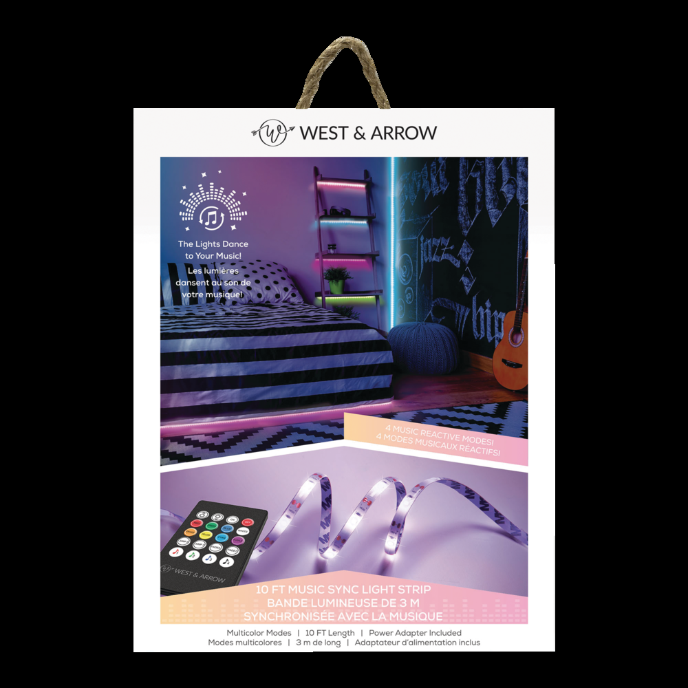West & Arrow Merkury Sound Reactive RGB Strip Light, 9.8-ft