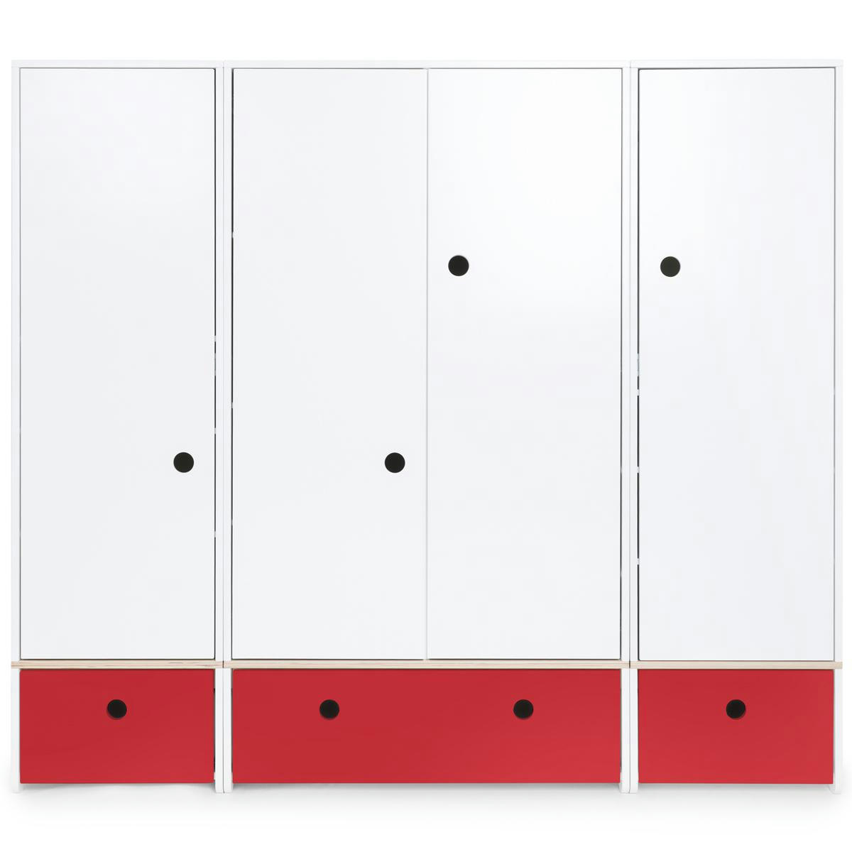 COLORFLEX - Armoire 4 portes rouge