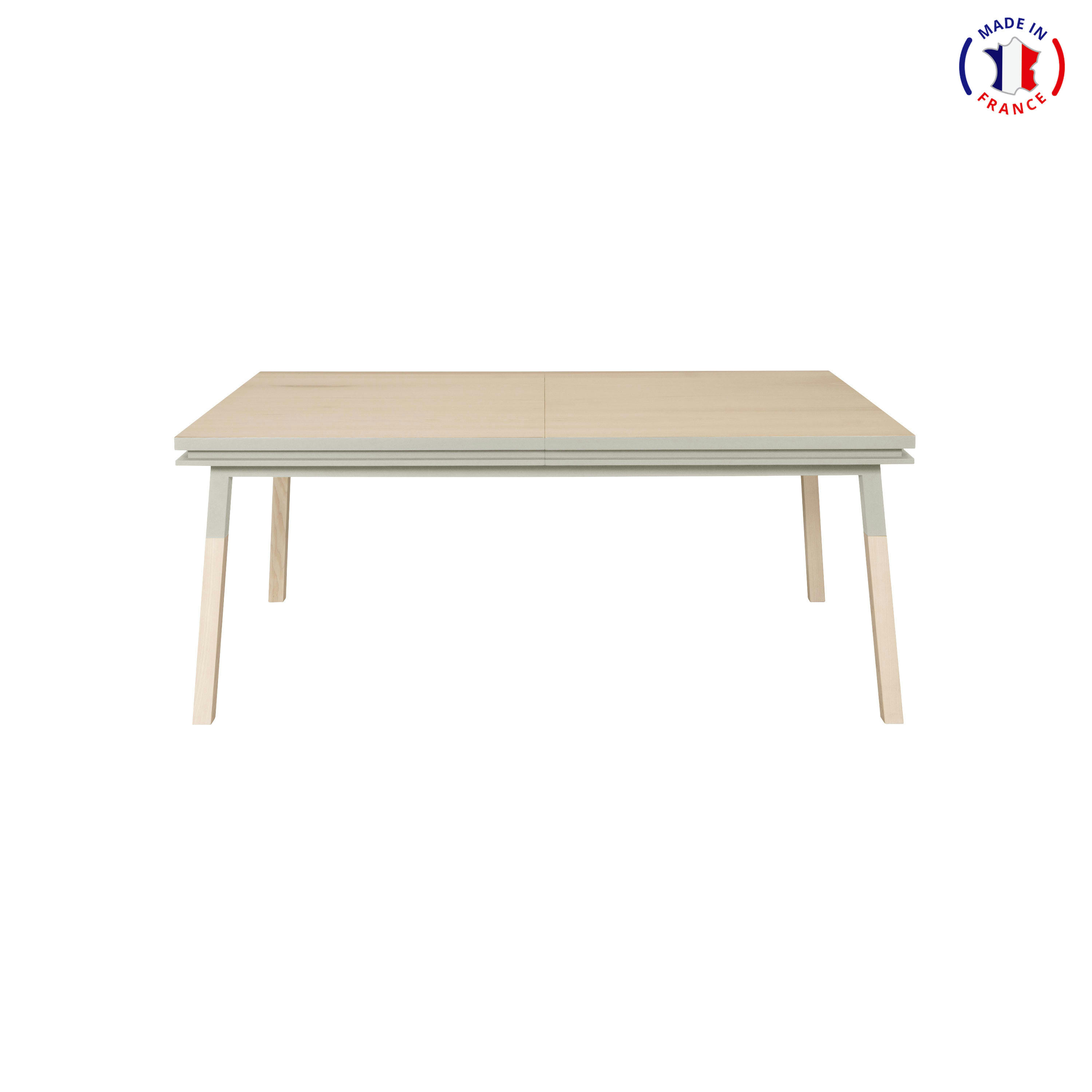 EGEE - Table 180x100 cm en frêne massif, 2 rallonges gris chocolat tanis
