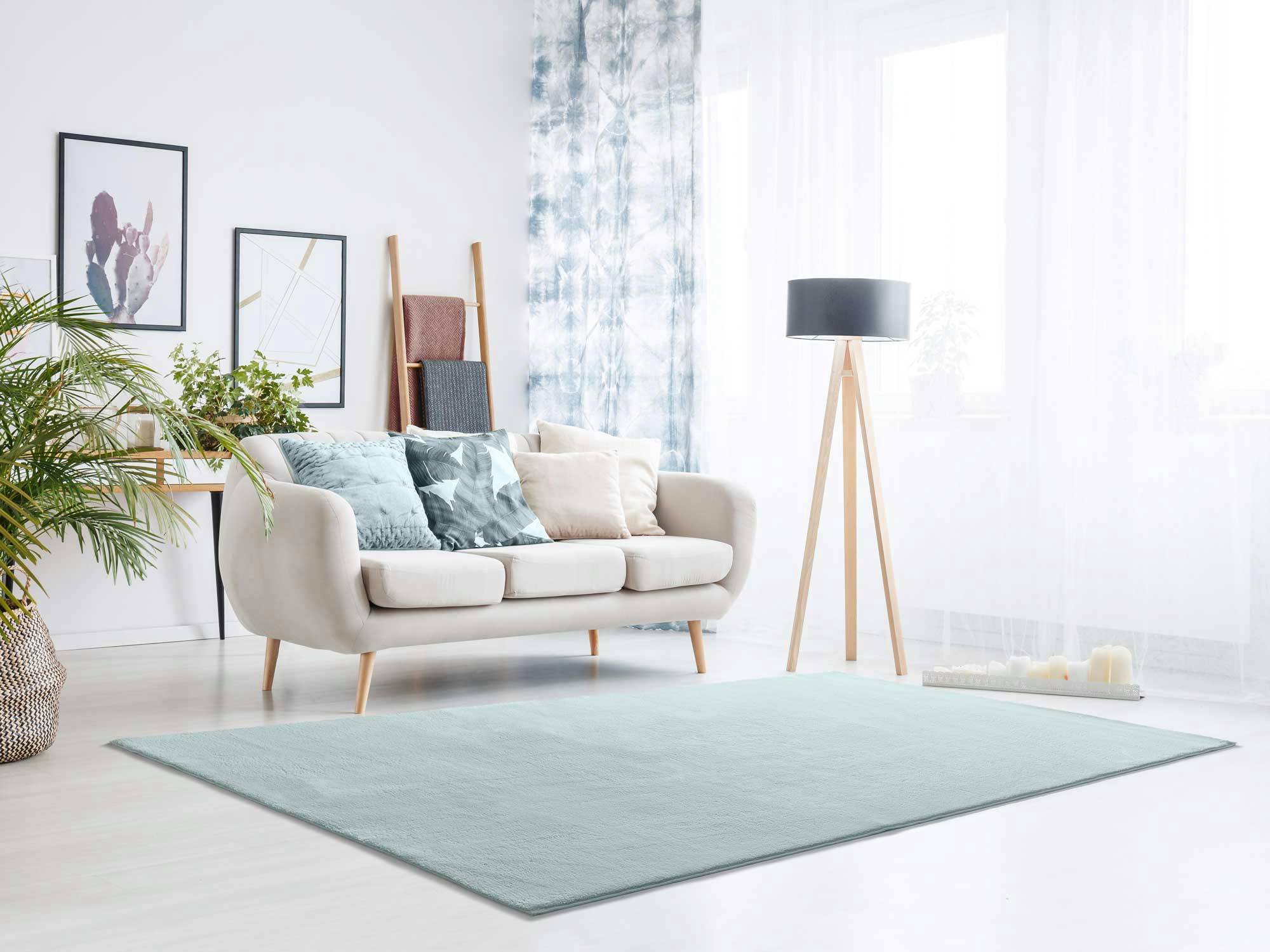 LOFT - Tapis uni lavable bleu, 80X150 cm