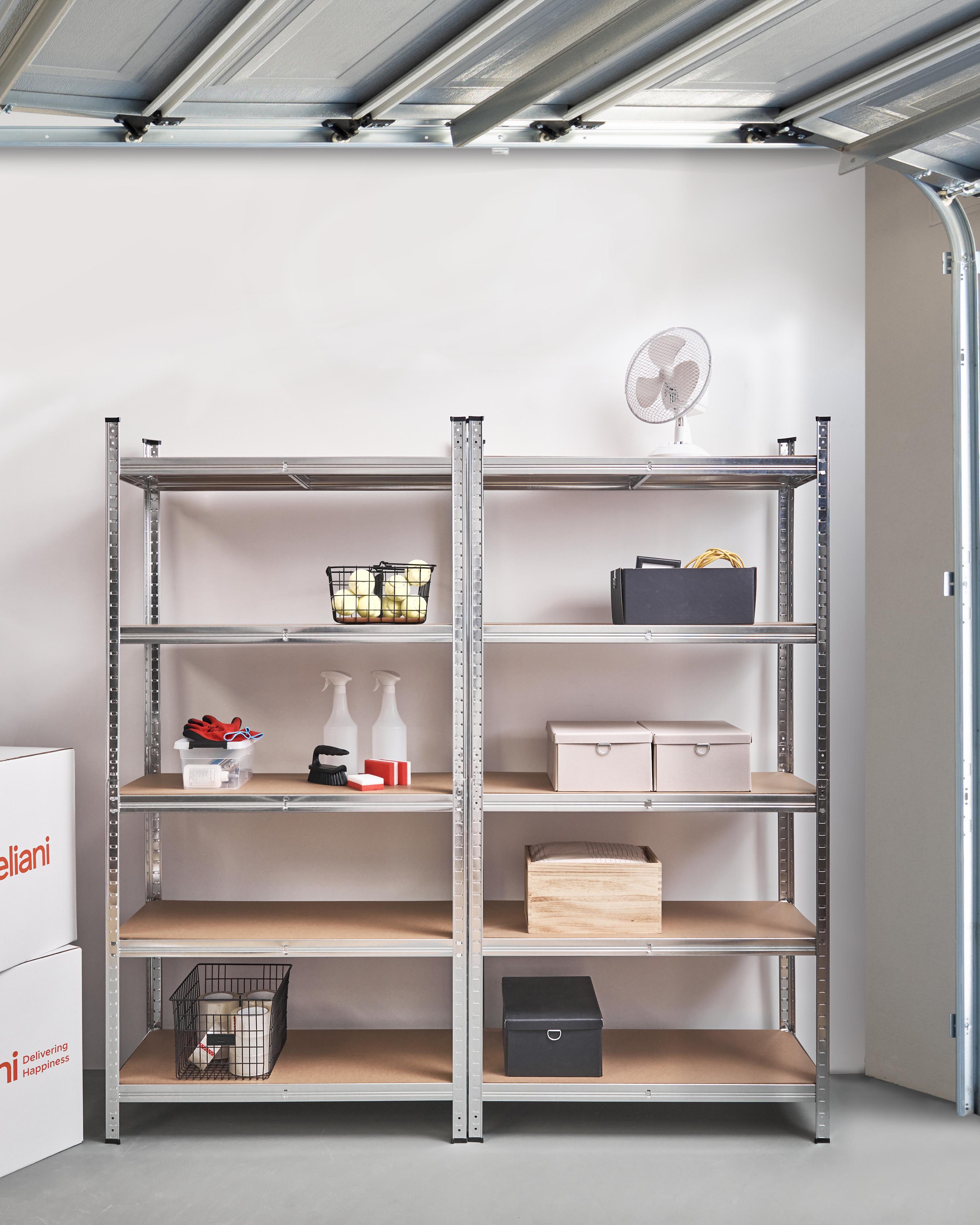 Set of 2 Garage Shelves XITTA Metal 180 cm 90 cm Silver