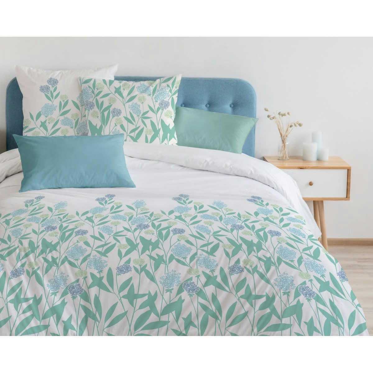 TEMPETE FLORALE - TEMPETE FLORALE Parure de couette 100% coton - Vert - 220x240 cm