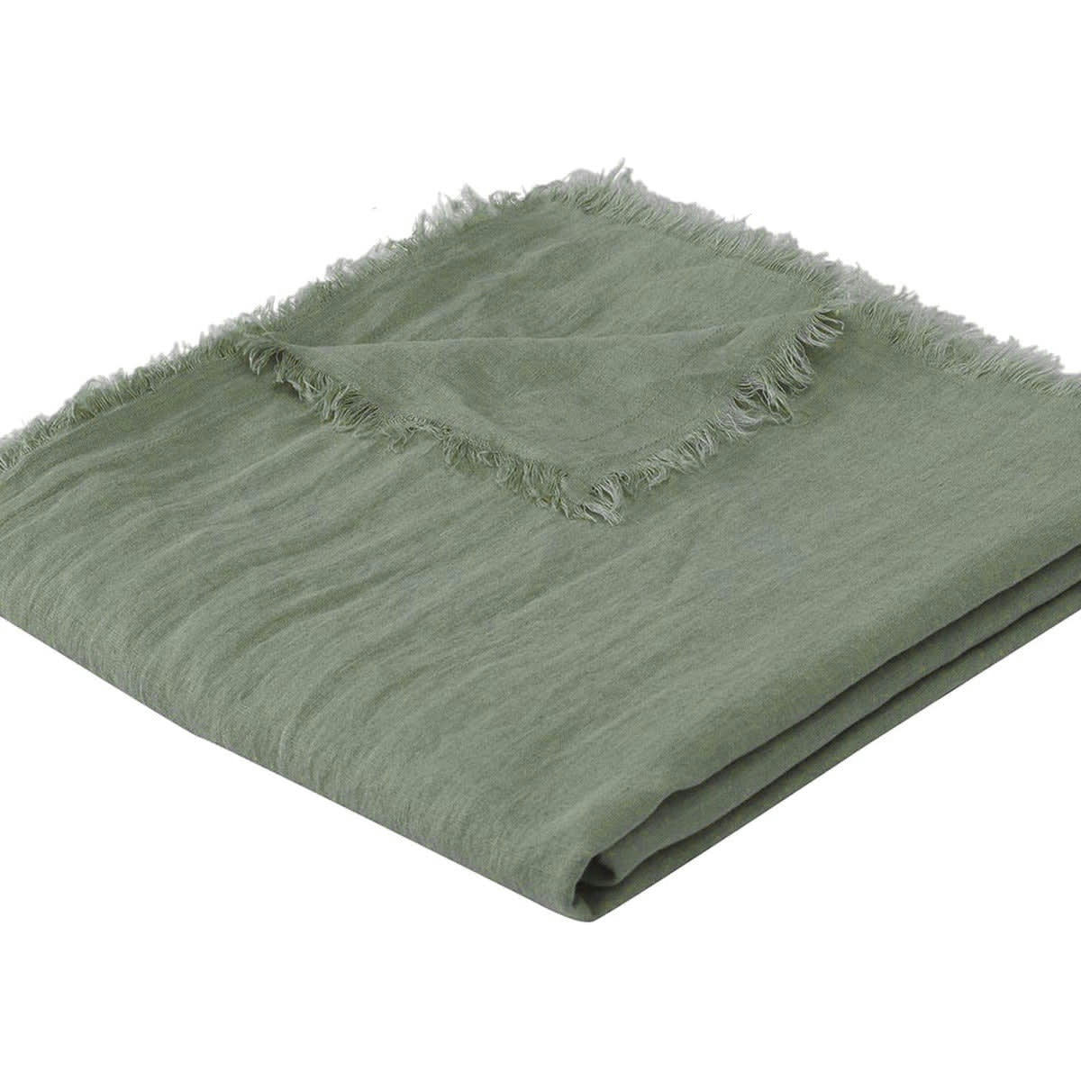 HORTENSE - Jeté de lit grand modèle lin lavé  180x260 vert pistache