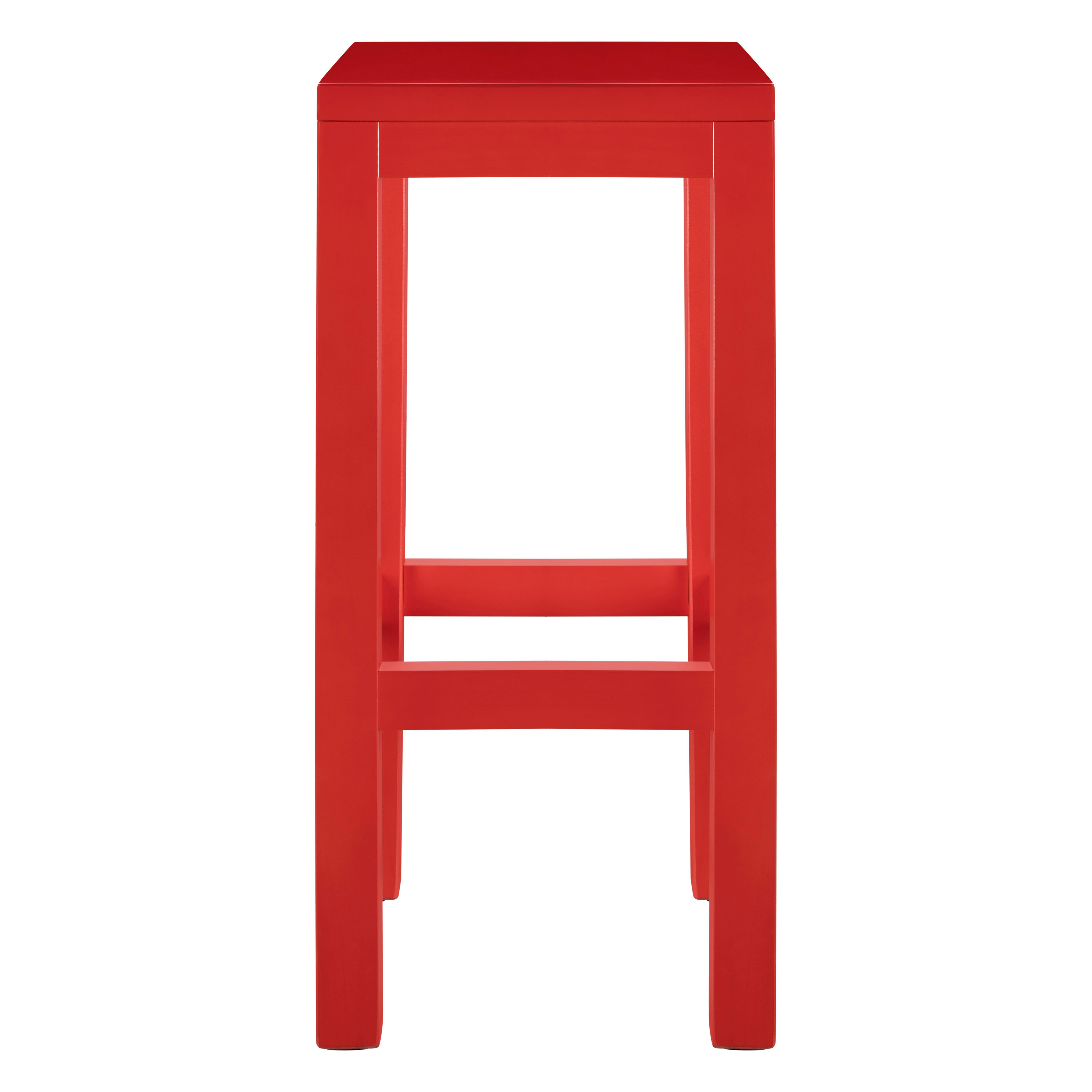 BLOCKIE-AXEL - Tabouret laqué en pin 75 cm rouge flamme