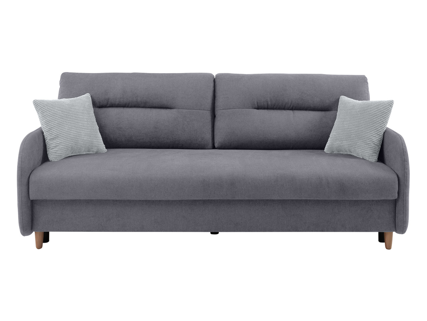 Sofa trzyosobowa Verto rozkładana z pojemnikiem welurowa szara
