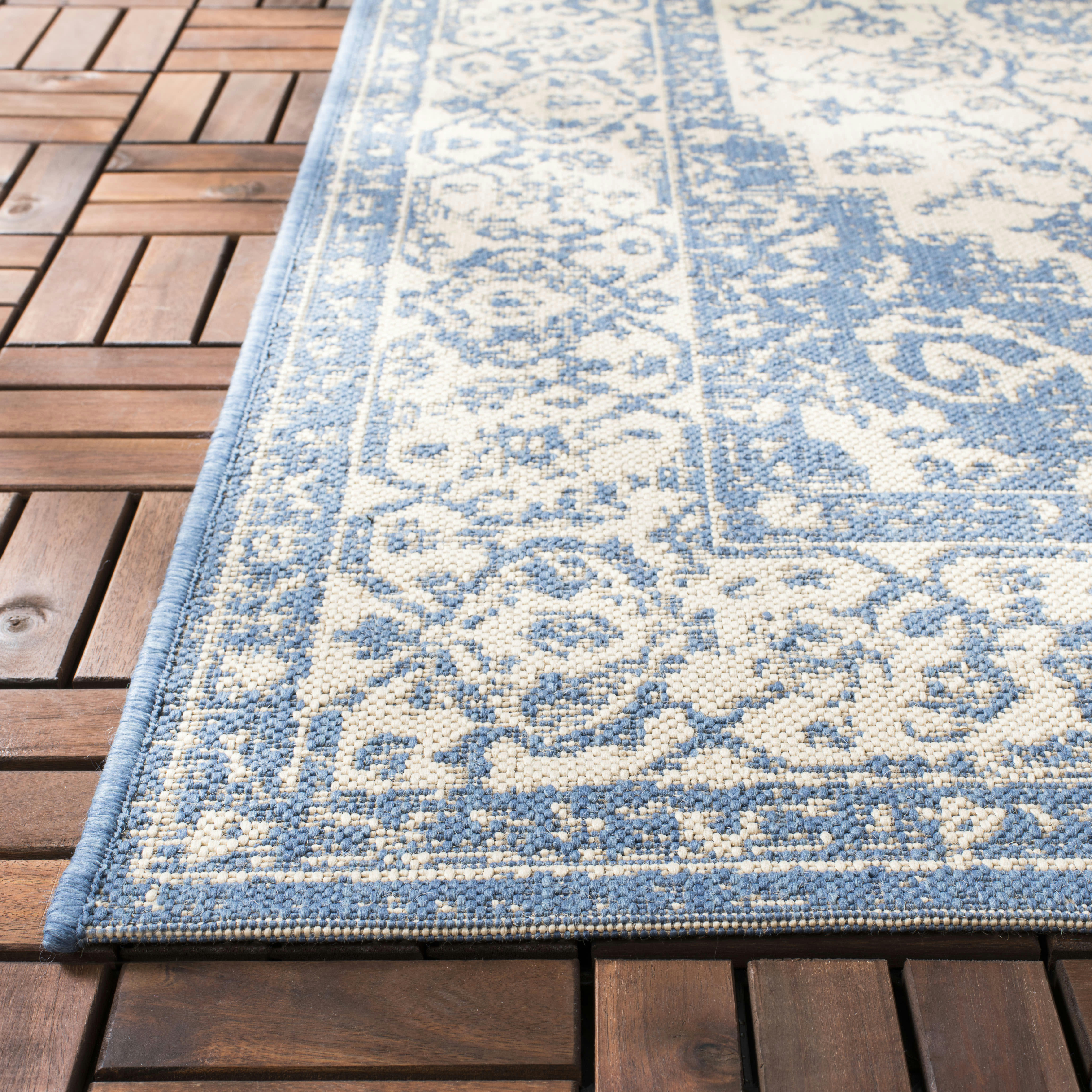 BEACHHOUSE - Tapis interieur & exterieur en crème & bleu, 61 x 244 cm